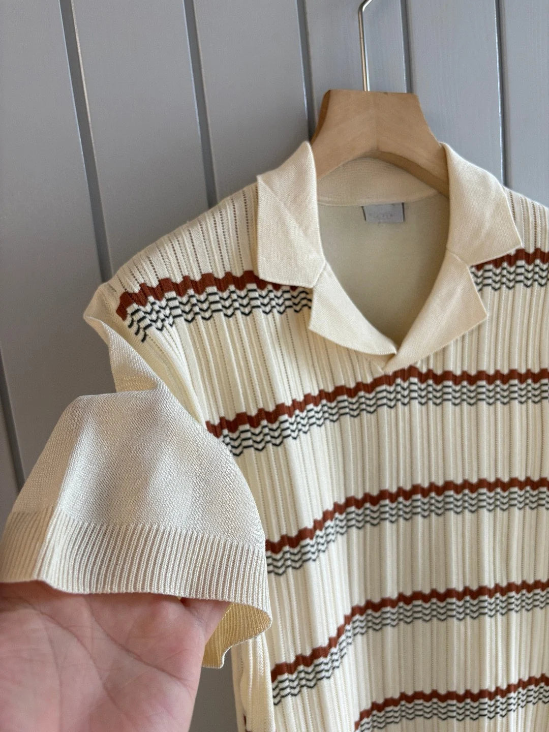 Italian old money style light luxury 25 summer rhombus cashmere mulberry silk lapel short-sleeved casual polo shirt