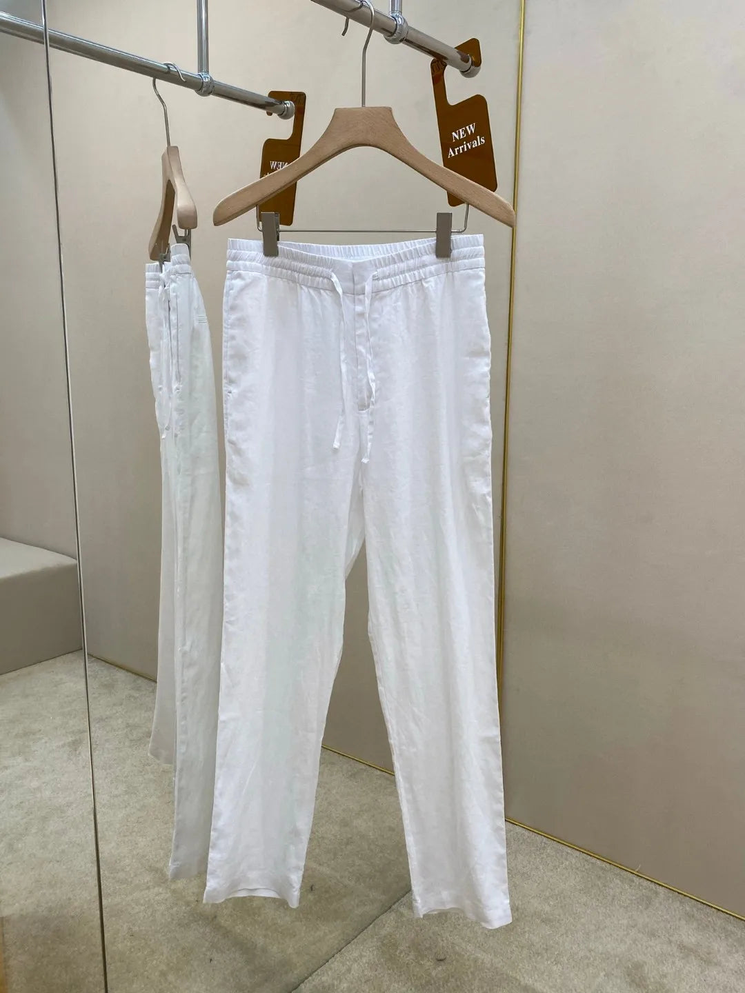Italian old money style European and American luxury high version 25 summer linen elastic waist straight wide-leg casual pants