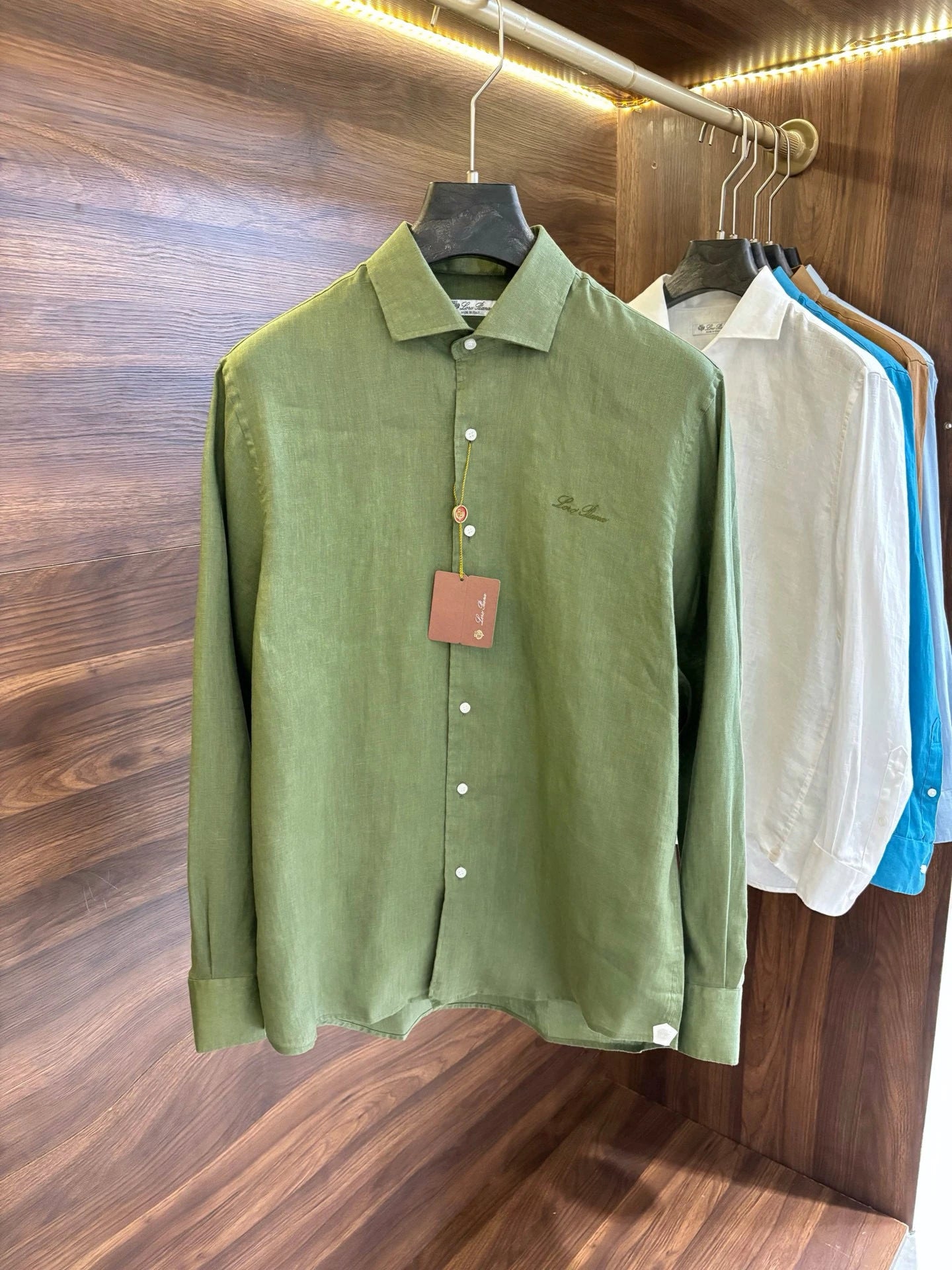 Italian LP old money style light luxury men's high version 100% linen business casual elegant long-sleeved shirt