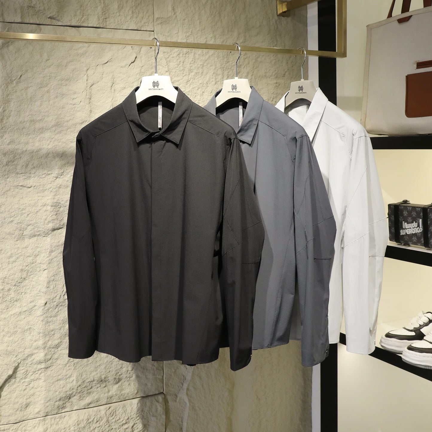 2025 summer new men's business and leisure outdoor quick-drying breathable high-elastic shirt light and thin long-sleeved shirt