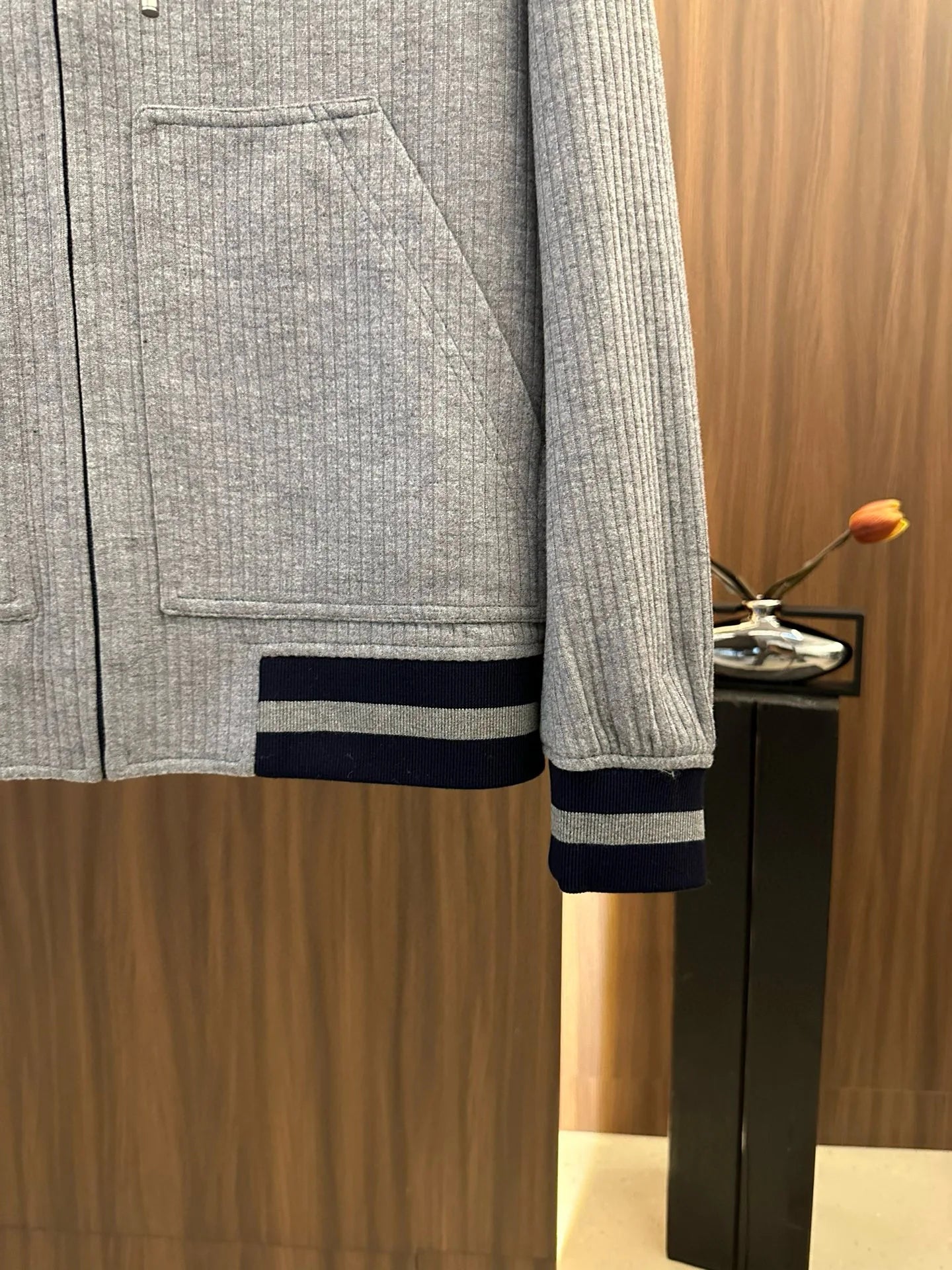 Italy BC old money style men's clothing 24 autumn and winter new wool stripe fashion business casual hooded jacket