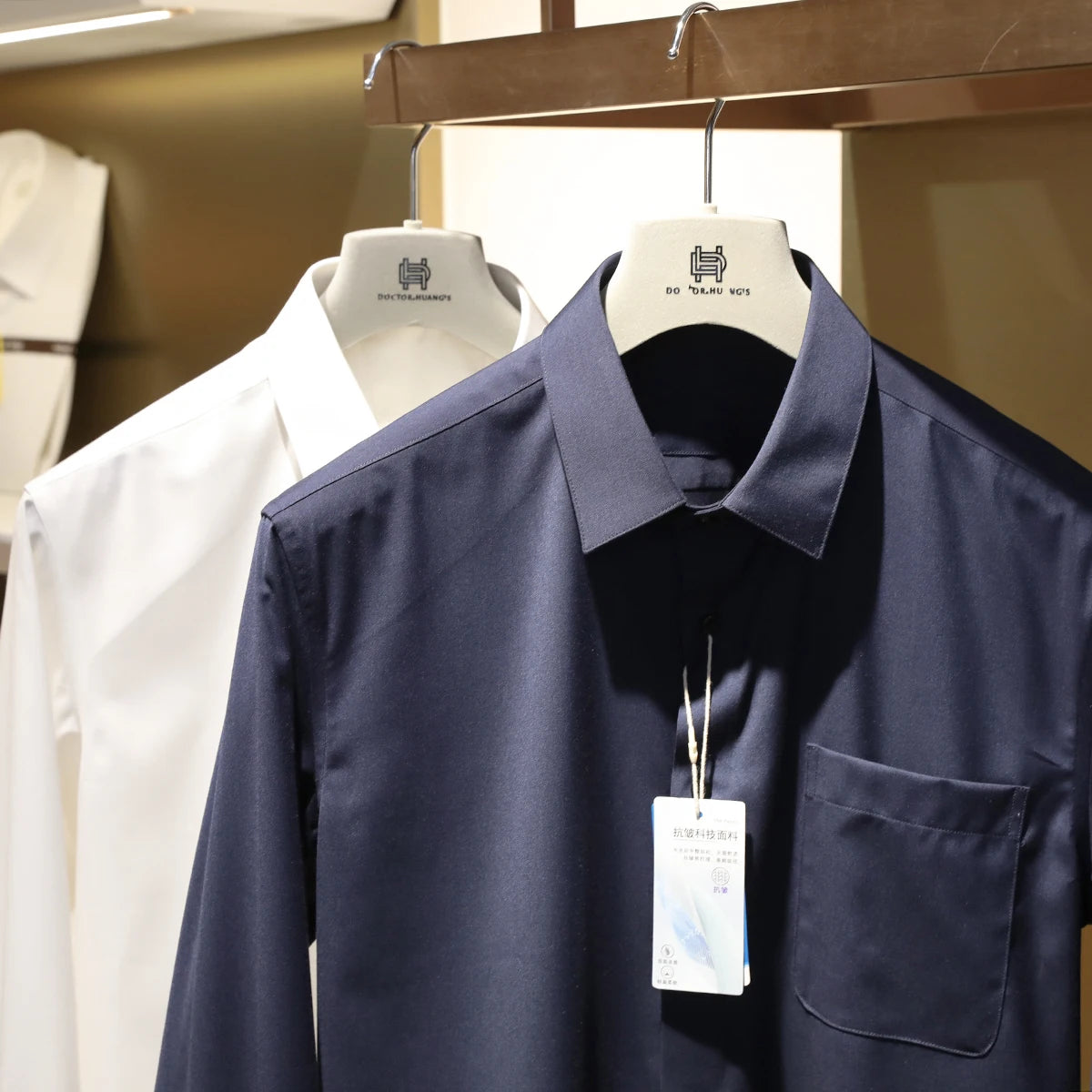Italian luxury, spring new men's light business drape anti-wrinkle elastic long-sleeved shirt bottoming top
