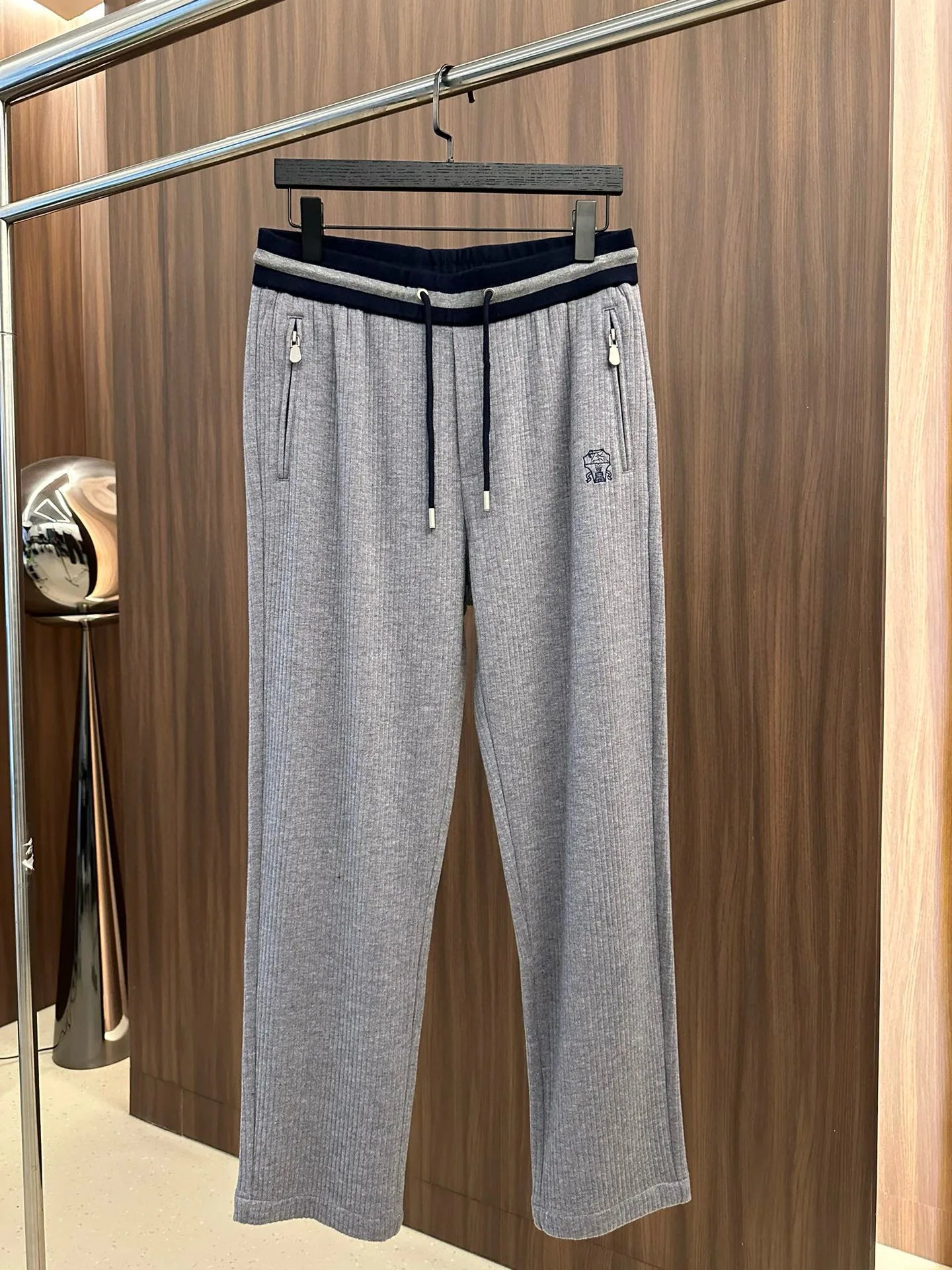 BC old money style men's clothing autumn and winter new wool striped versatile loose straight sweatpants business casual pants