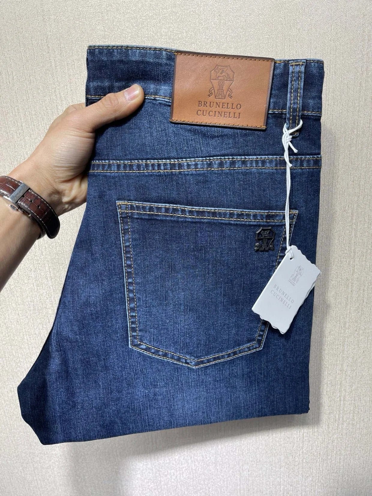 Italy BC men's spring and summer new washed blue micro-elastic breathable fashion casual old money wind small straight jeans