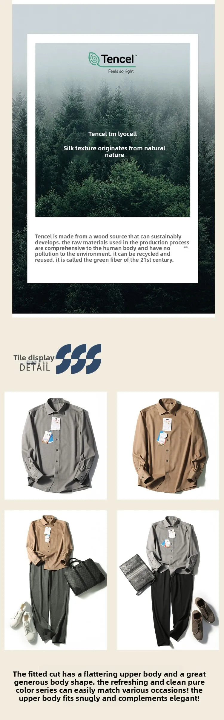 Tencel wool blend, autumn and winter fashion anti-wrinkle non-ironing long-sleeved shirt men's business casual shirt