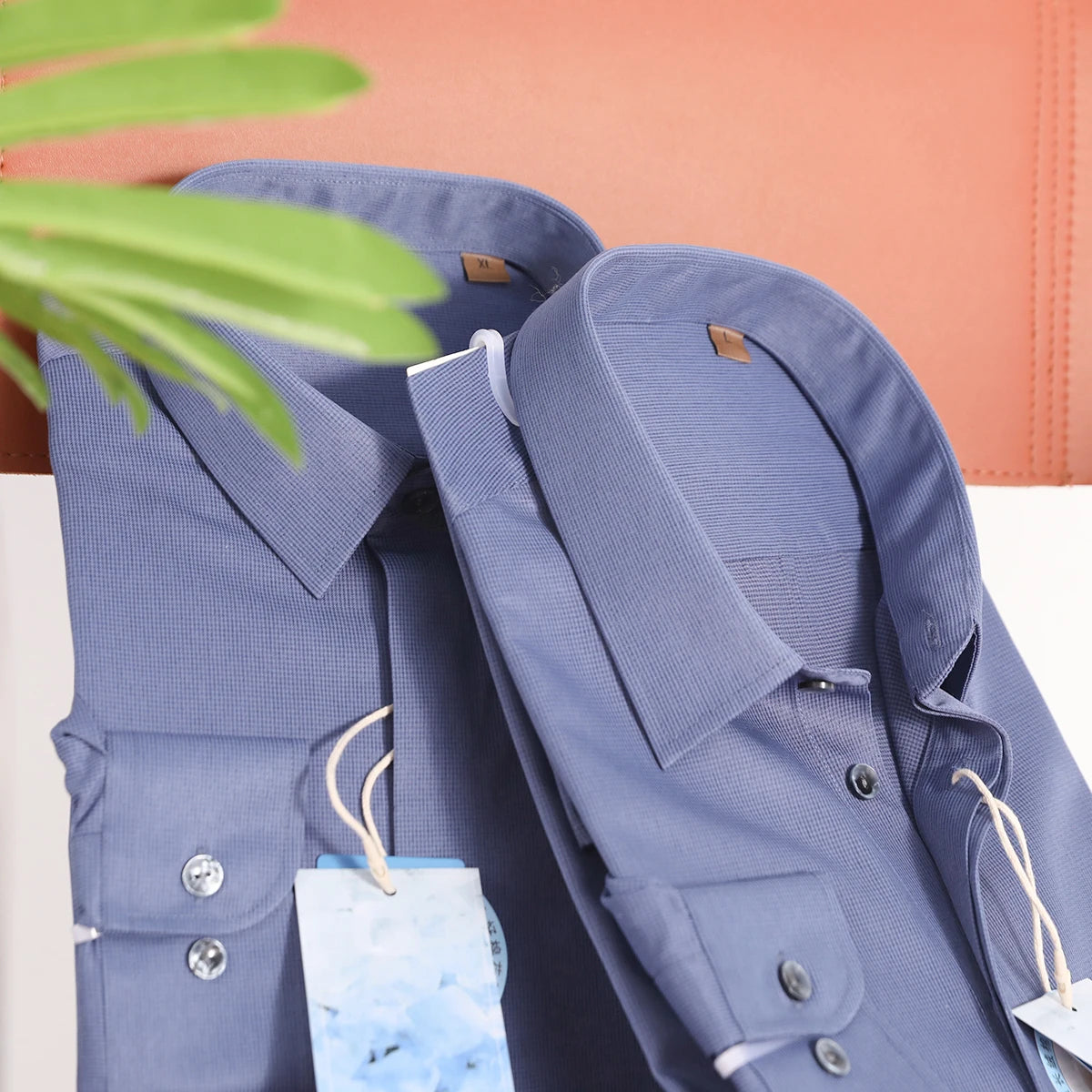 Italian luxury spring new men's business casual long-staple cotton shirt thousand bird plaid dark pattern shirt