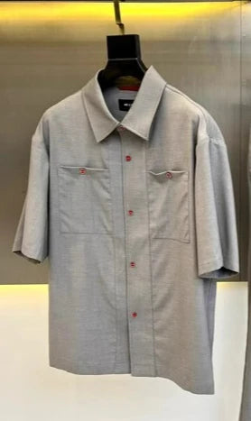 2025 summer new kiton men's lapel short-sleeved shirt simple fashion casual pants shirt set