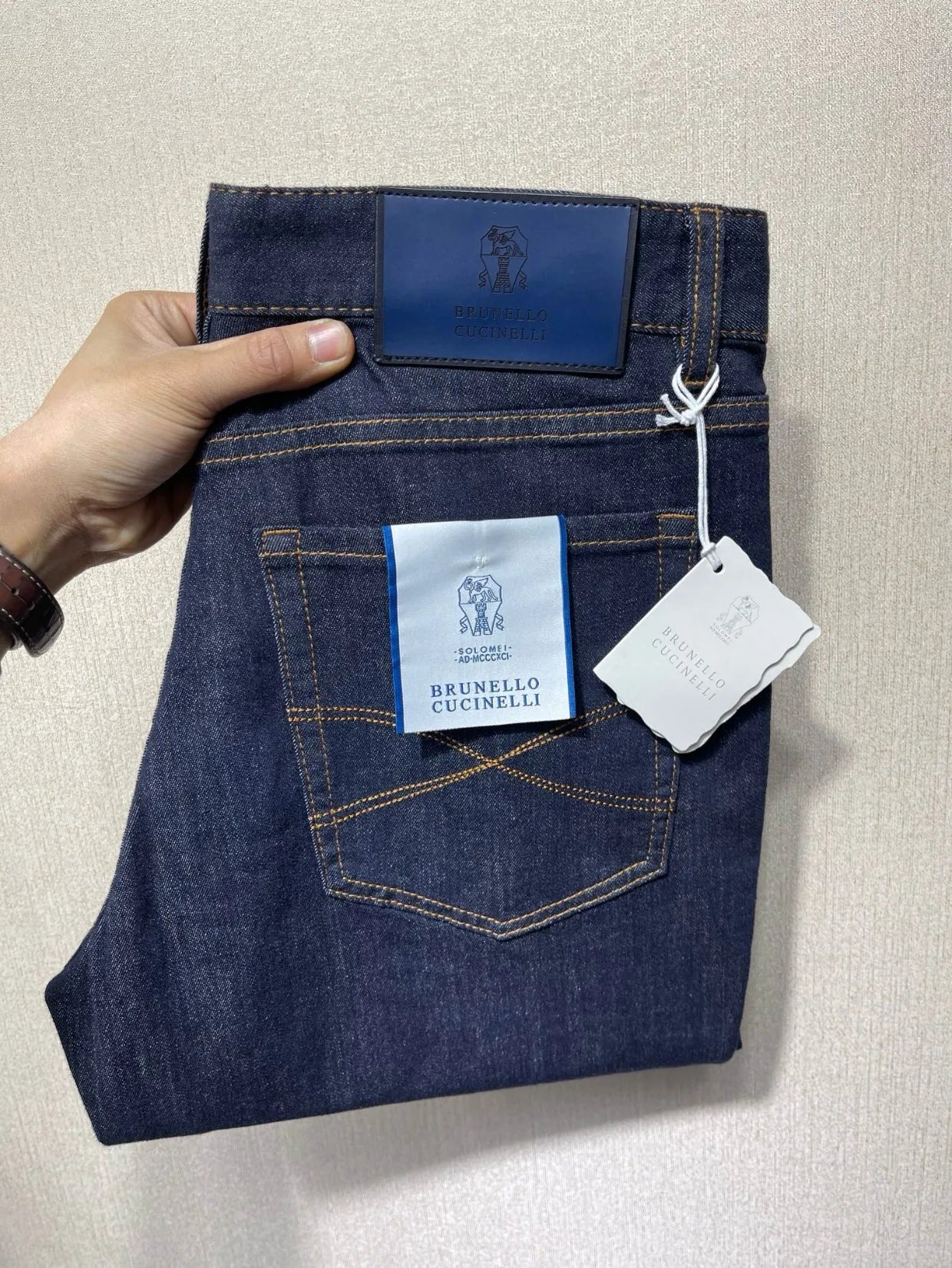 Italy BC men's spring and summer new washed blue micro-elastic breathable fashion casual old money wind small straight jeans