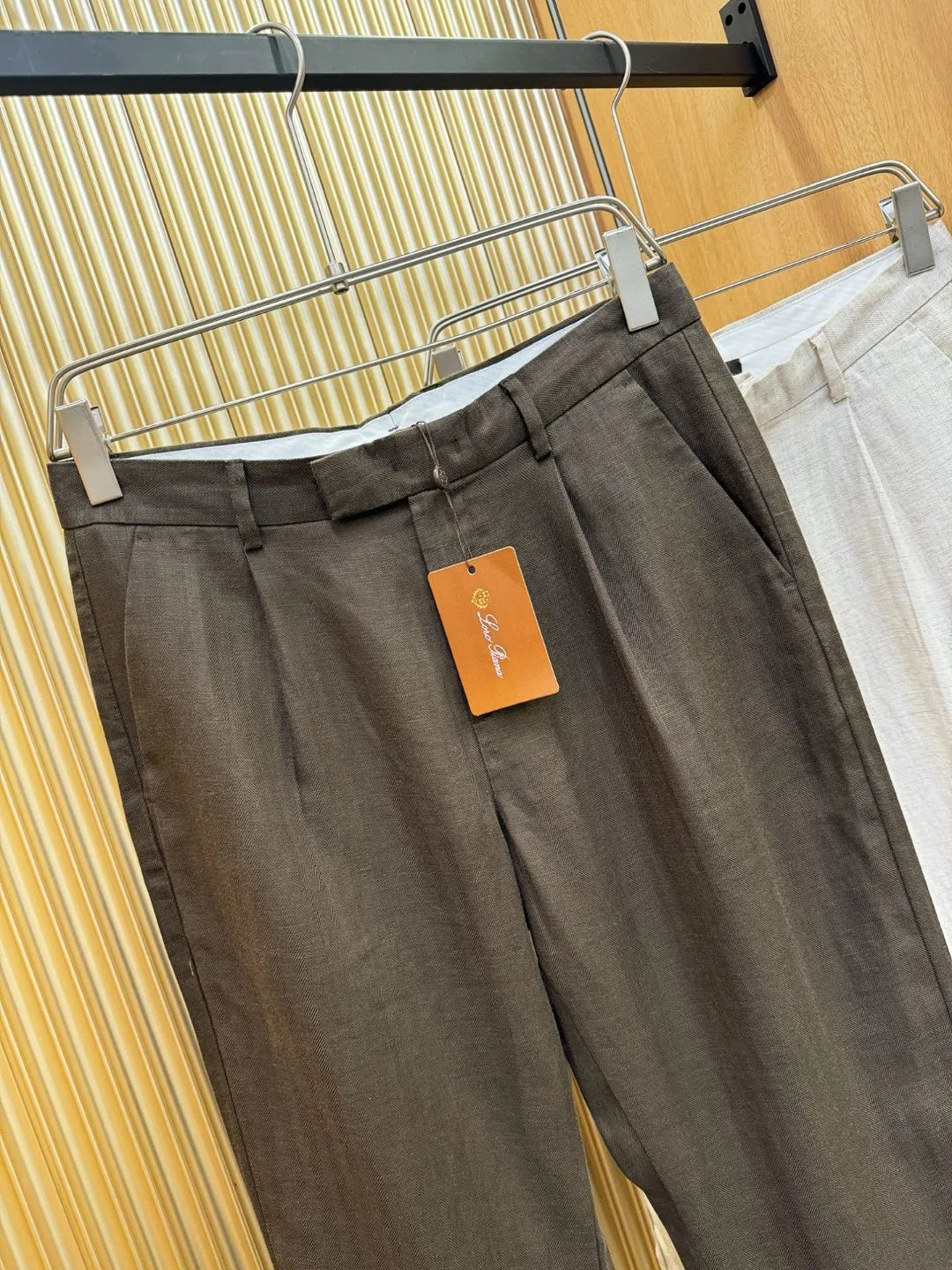 Italian LP light luxury minimalist summer high version straight pants business casual tencel linen pants men