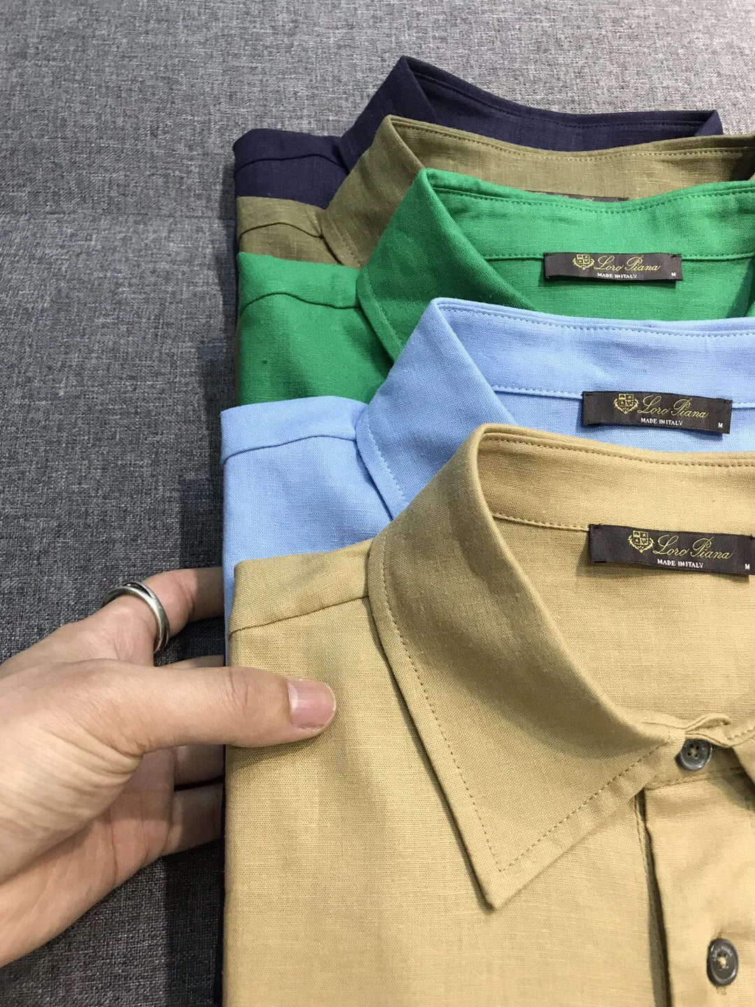 LP old money style high-quality summer collar short business casual linen polo shirt
