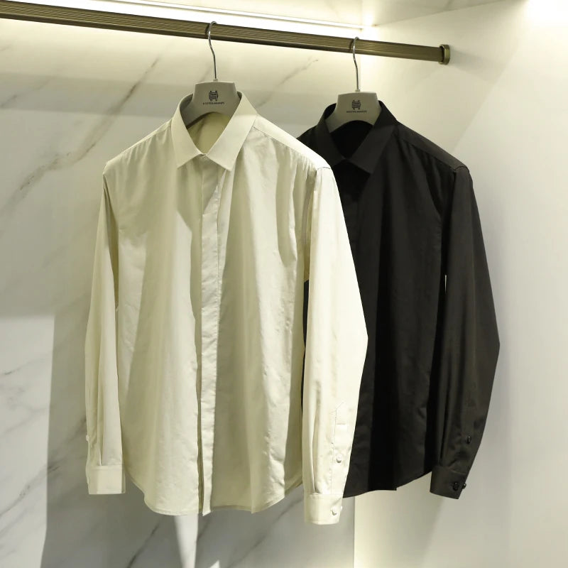 Tencel cotton blend autumn fashion business casual anti-wrinkle men's long-sleeved shirt