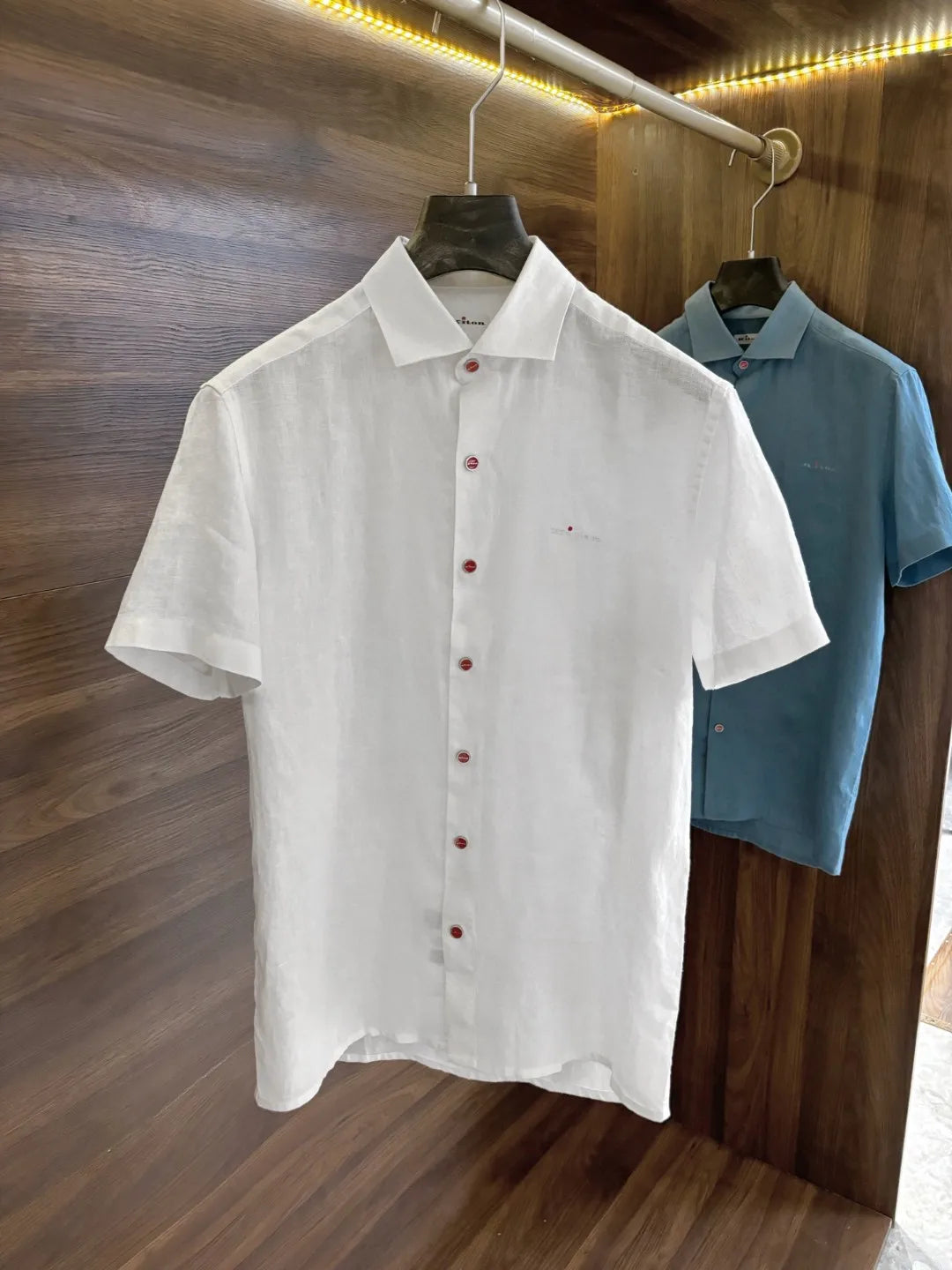 Italian Kiton European and American light luxury men's clothing 25 summer linen casual elegant short sleeved shirt