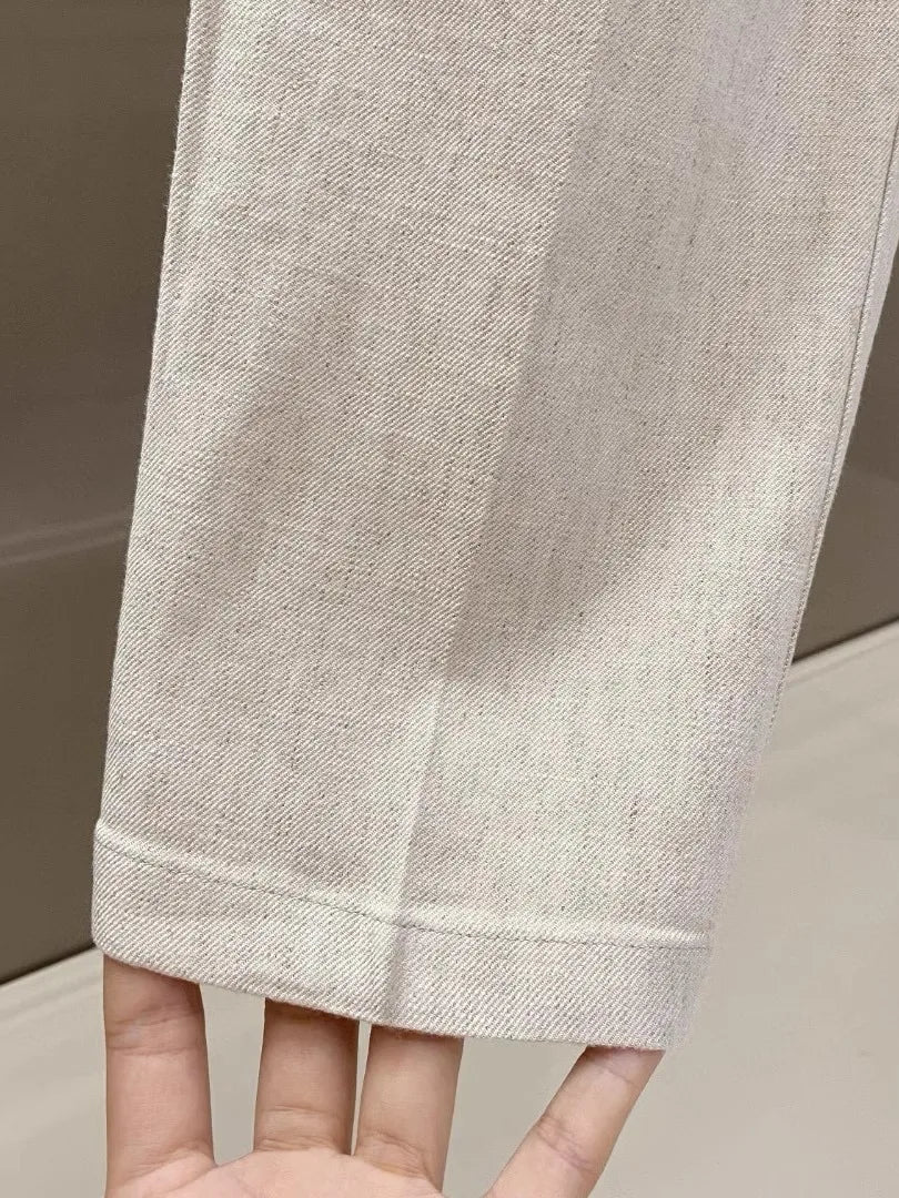 Fashion light luxury Italian LP men's clothing spring and summer new linen viscose fashion old money style business casual pants