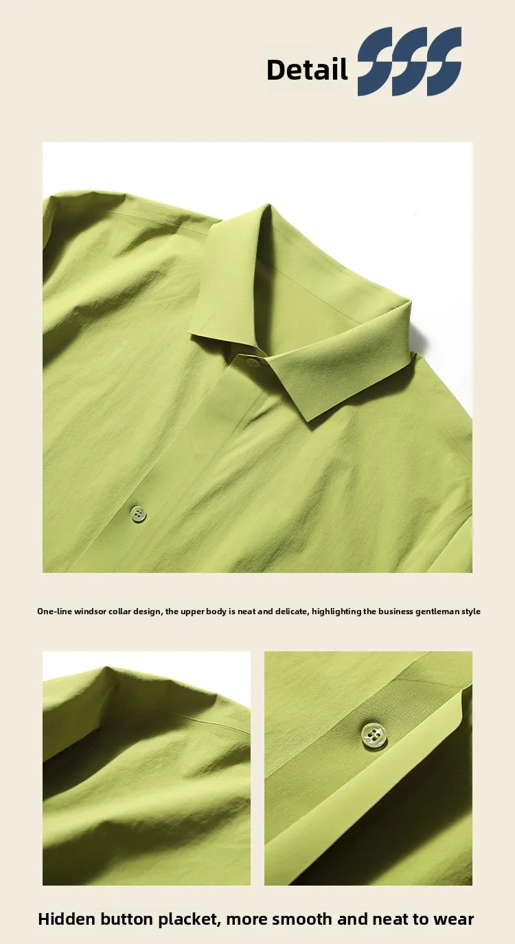 2025 Spring and Autumn New Men's Outdoor Functional Wind City Business Leisure Press Glue Non-ironing Long Sleeve Shirt
