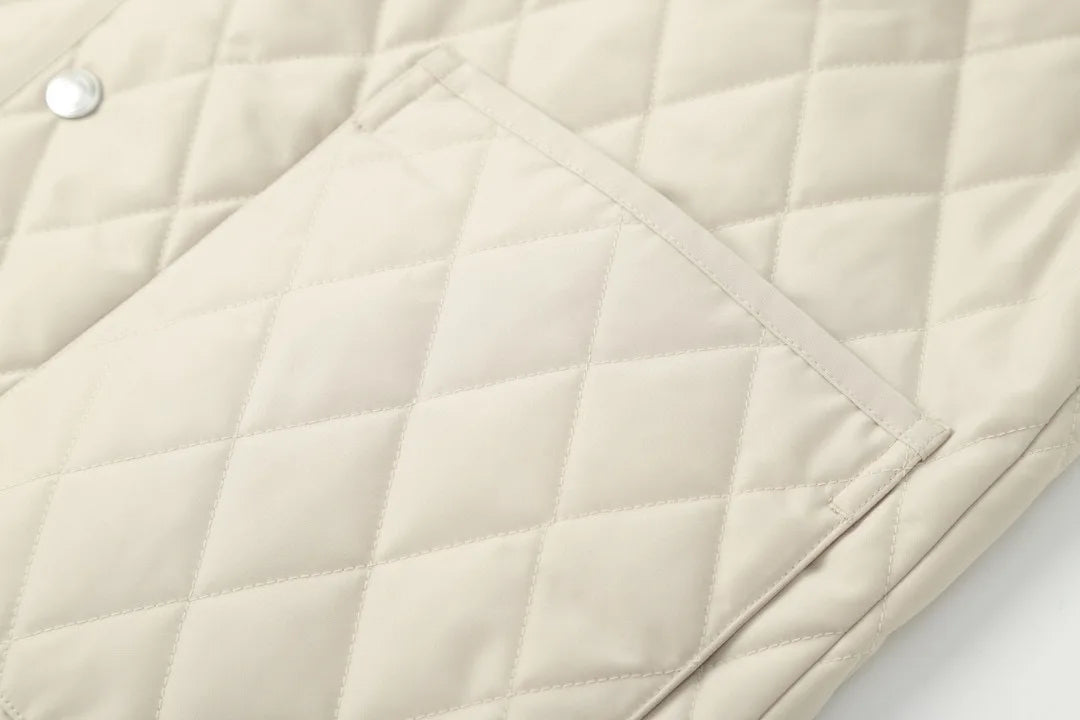 Classic LP Premium Textured Cashmere Woolen Lapel Rhombus Quilted Car Line Warm Camel Velvet Cotton Jacket