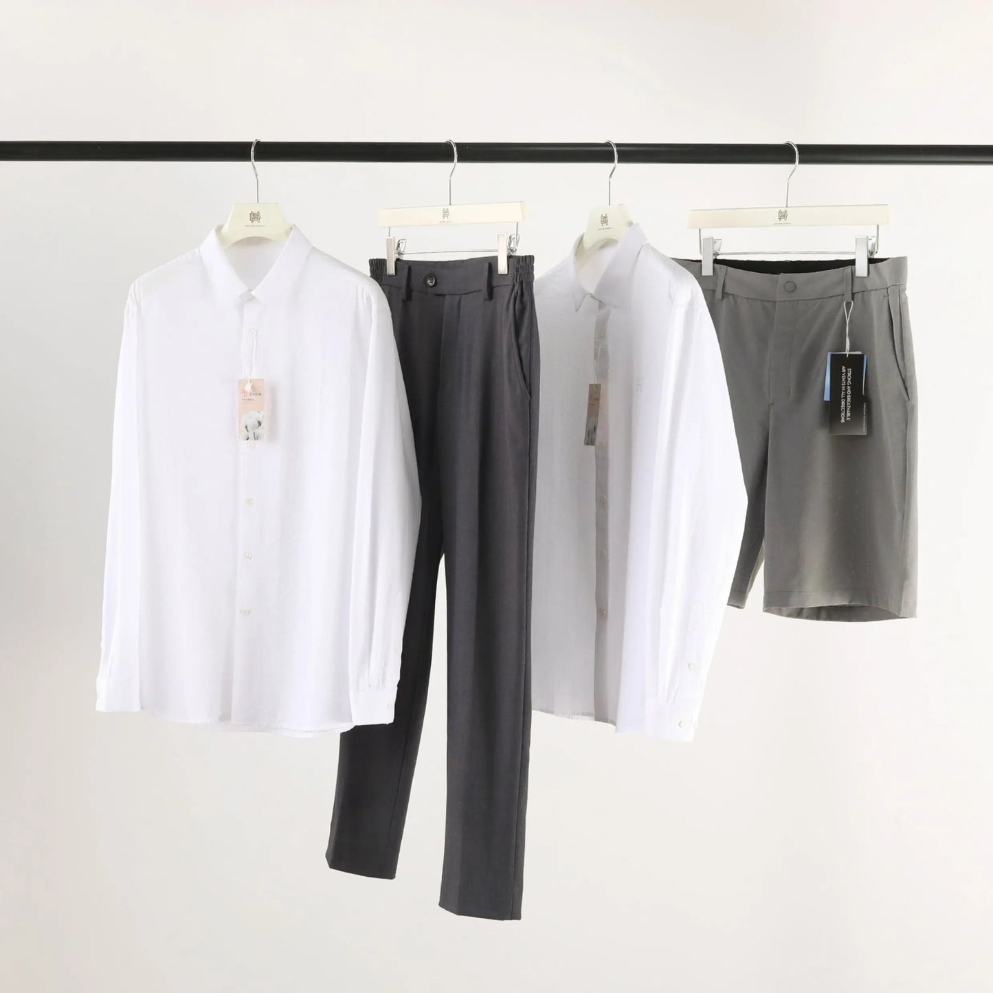 2025 spring and summer new men's high-end white light luxury temperament seersucker cotton long-sleeved shirt 1035