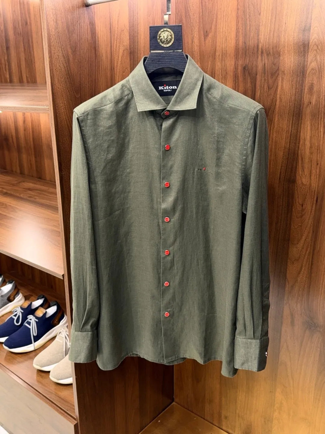 Italian Kiton vintage style minimalist 25 spring/summer linen business casual long sleeved shirt