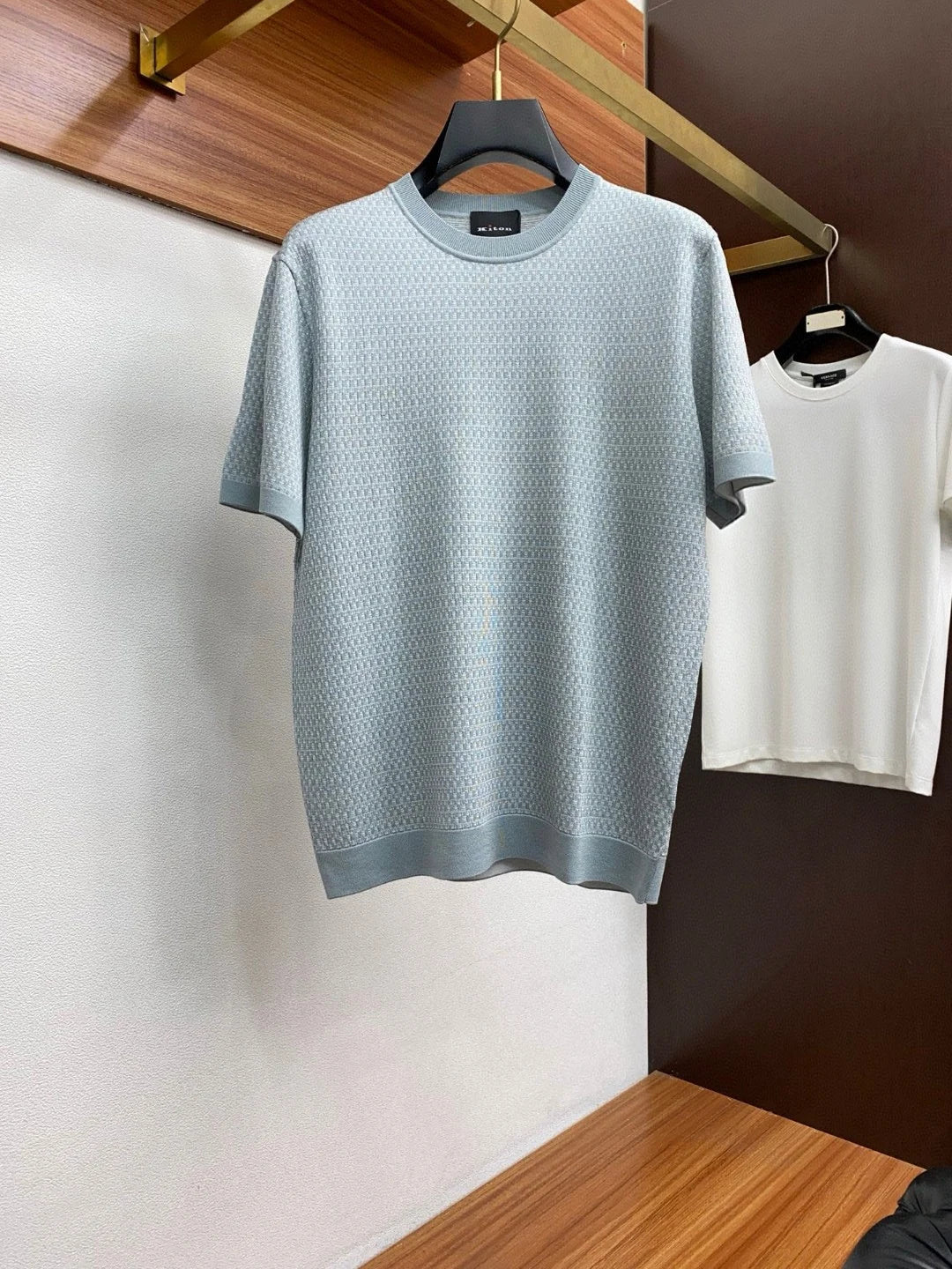 Italian Kiton Fashion Light Luxury Men's Knitted Sweater Crew Neck Versatile Casual Short Sleeve T-Shirt