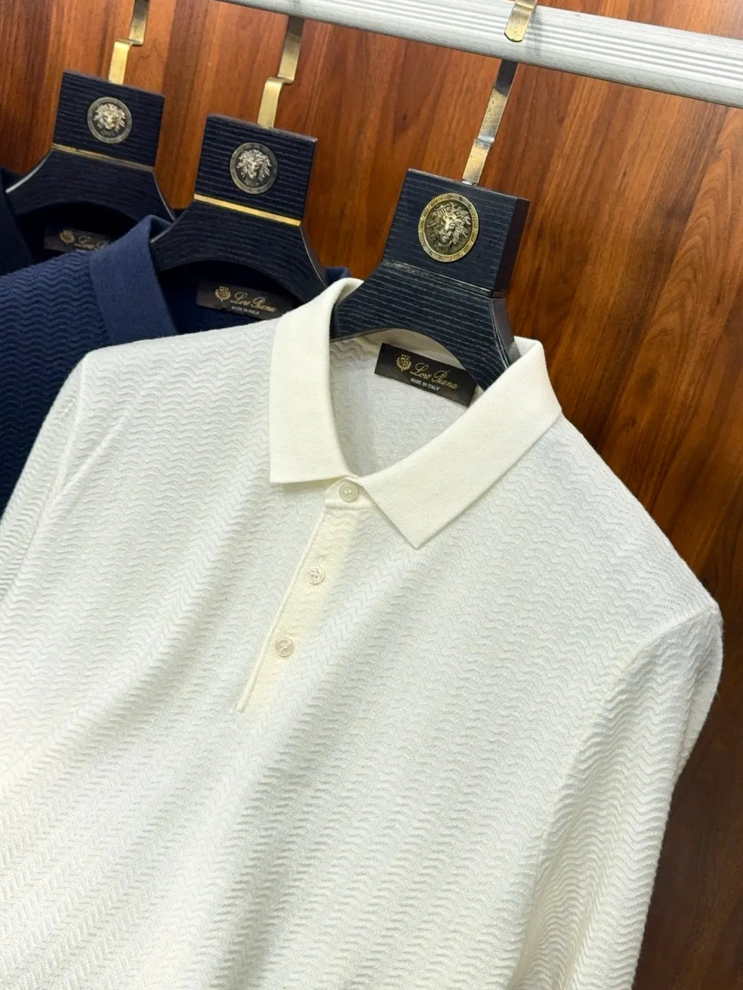 Italian LP light luxury men's clothing 25 summer high version mulberry silk mixed cashmere lapel short-sleeved casual polo shirt
