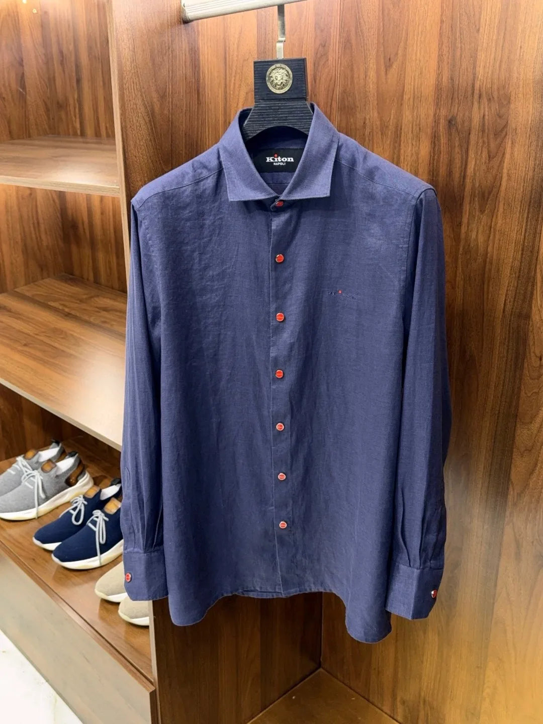 Italian Kiton vintage style minimalist 25 spring/summer linen business casual long sleeved shirt