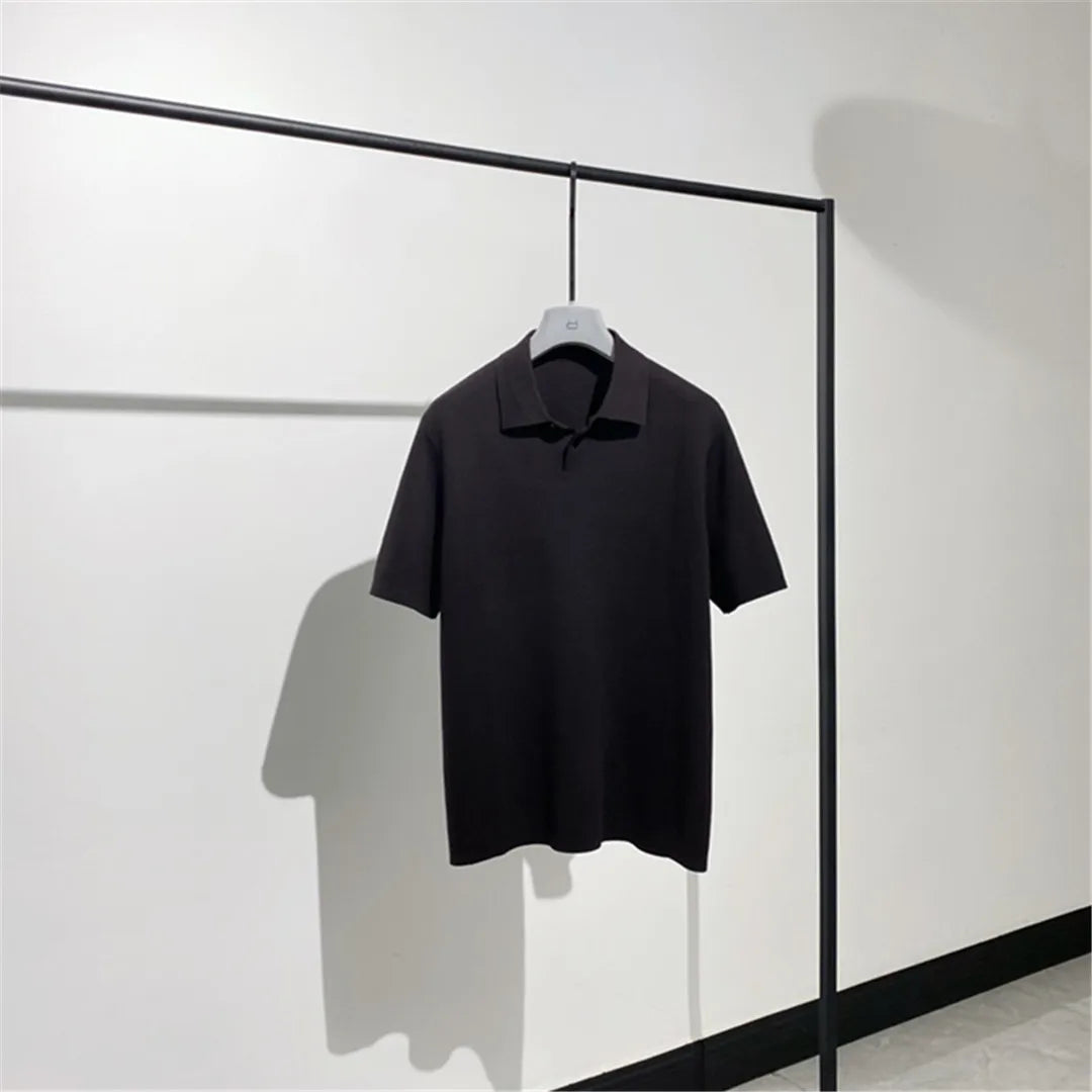 Toning premium sense, super soft cotton yarn spring and summer business casual knitted polo shirt short-sleeved polo shirt