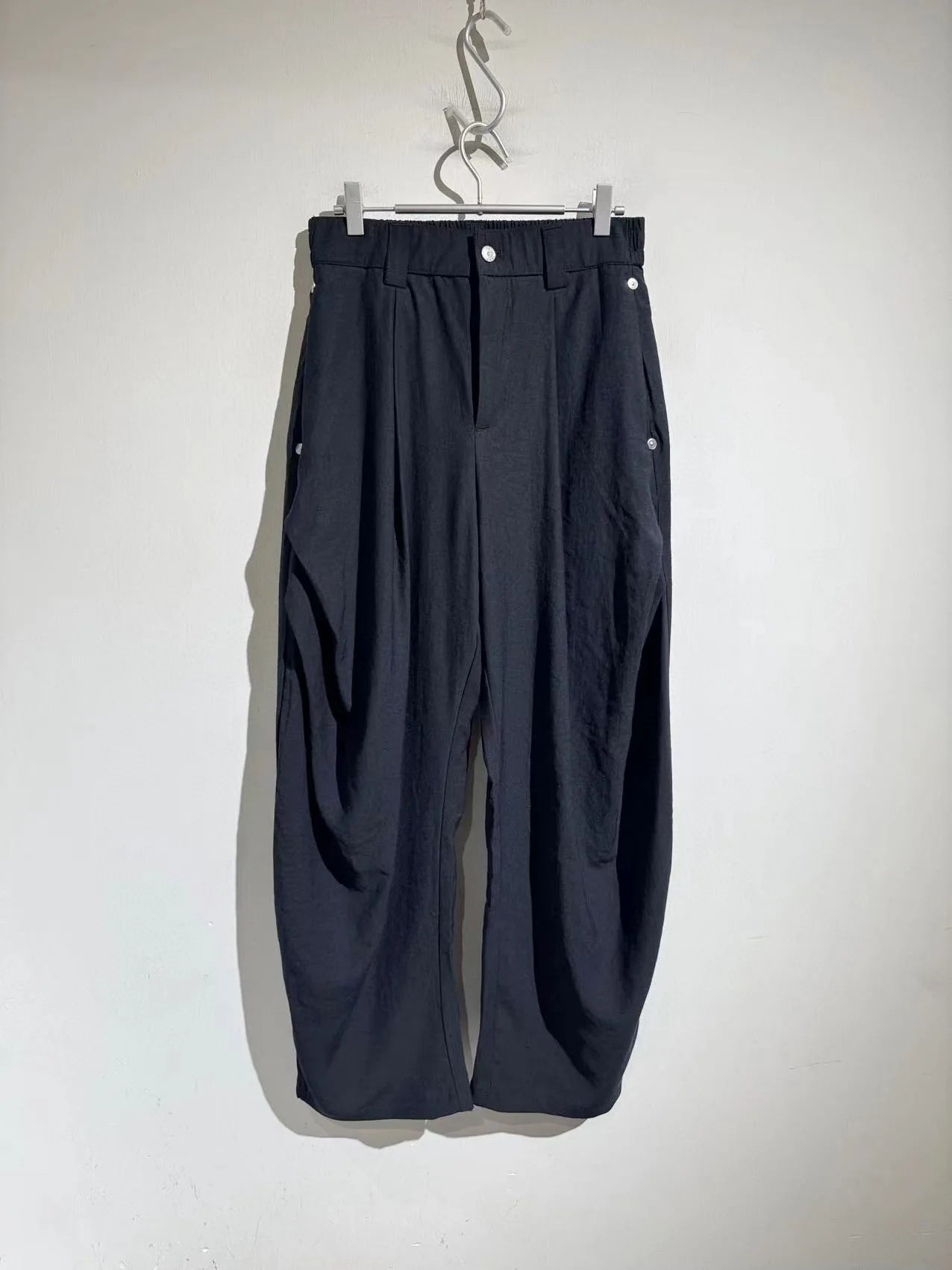 Elastic elastic waist summer tencel linen loose straight scimitar casual trousers
