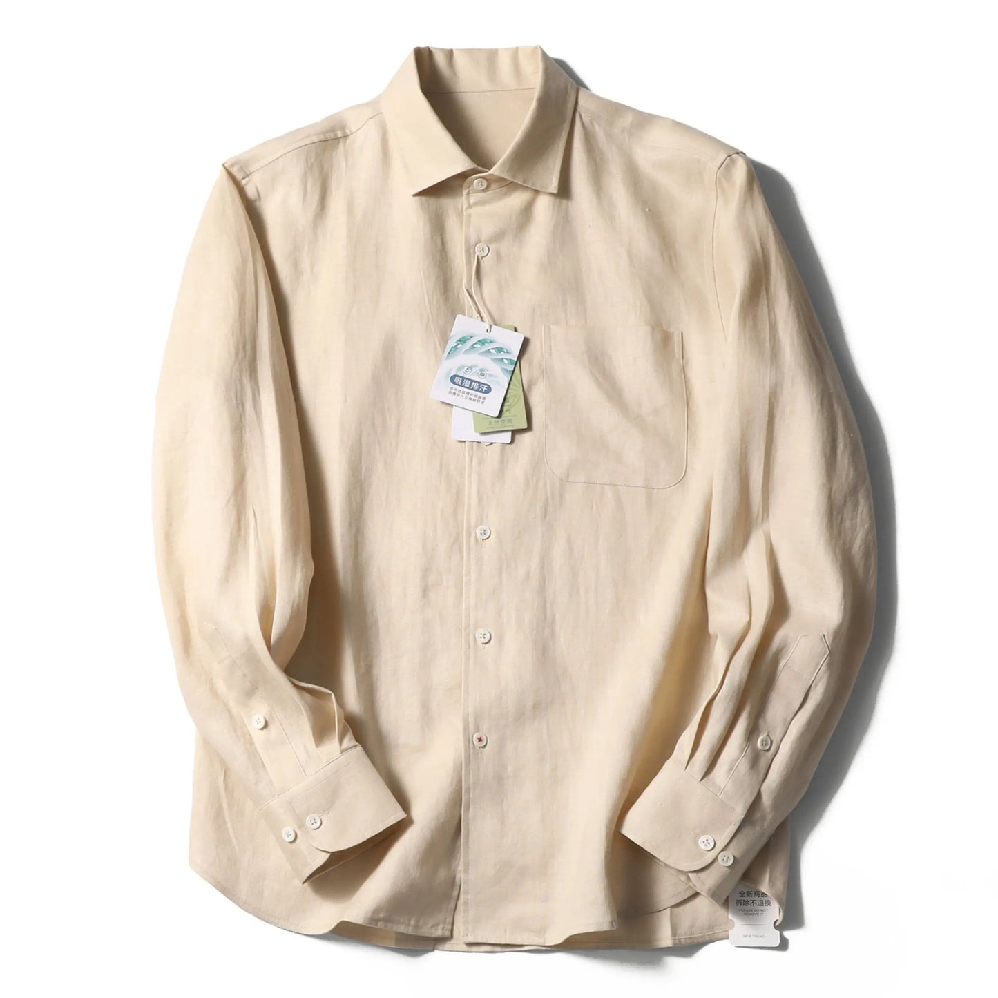 LP Italian luxury 2025 spring and summer new men's high-end old money style 100% linen cool long-sleeved shirt