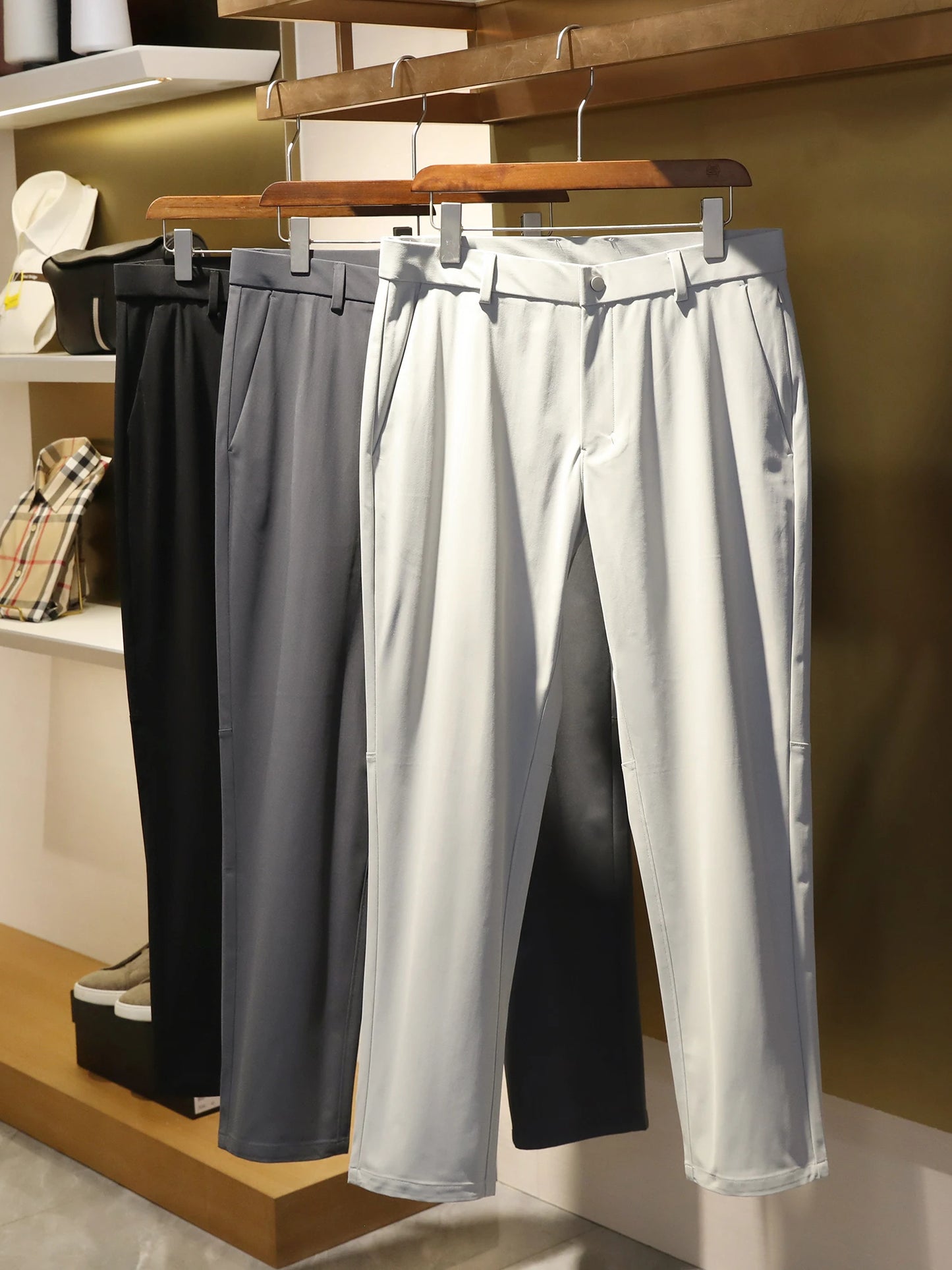 City traveler 2025 spring and summer new men's business casual cool trousers high elastic breathable trousers