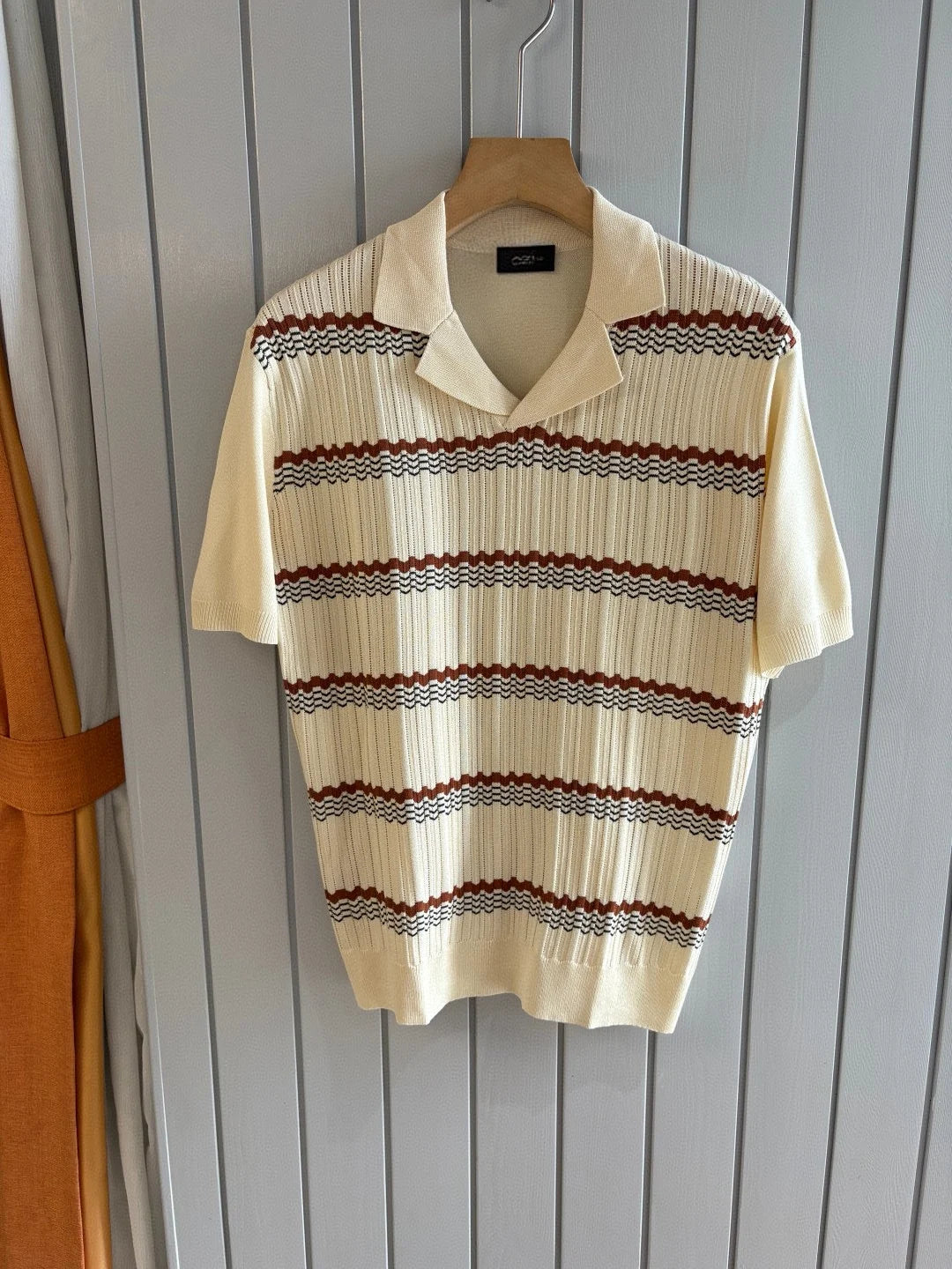 Italian old money style light luxury 25 summer rhombus cashmere mulberry silk lapel short-sleeved casual polo shirt