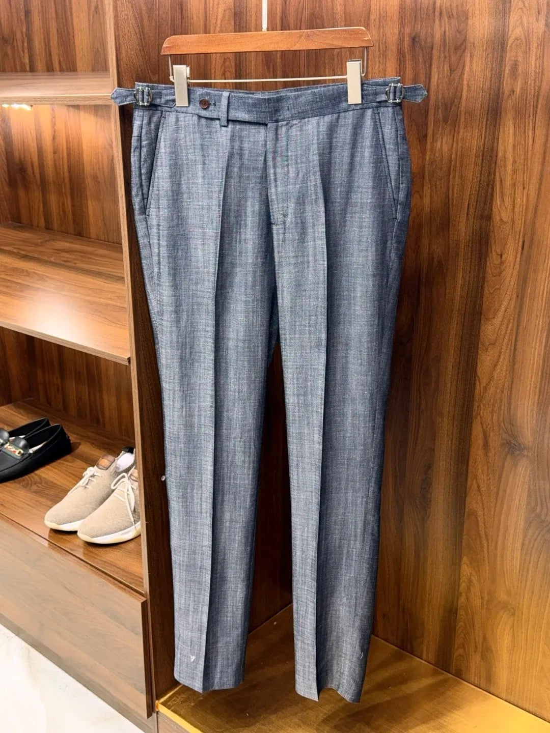 Italian style European and American LP light luxury men's summer linen Tencel straight tube minimalist business casual trousers