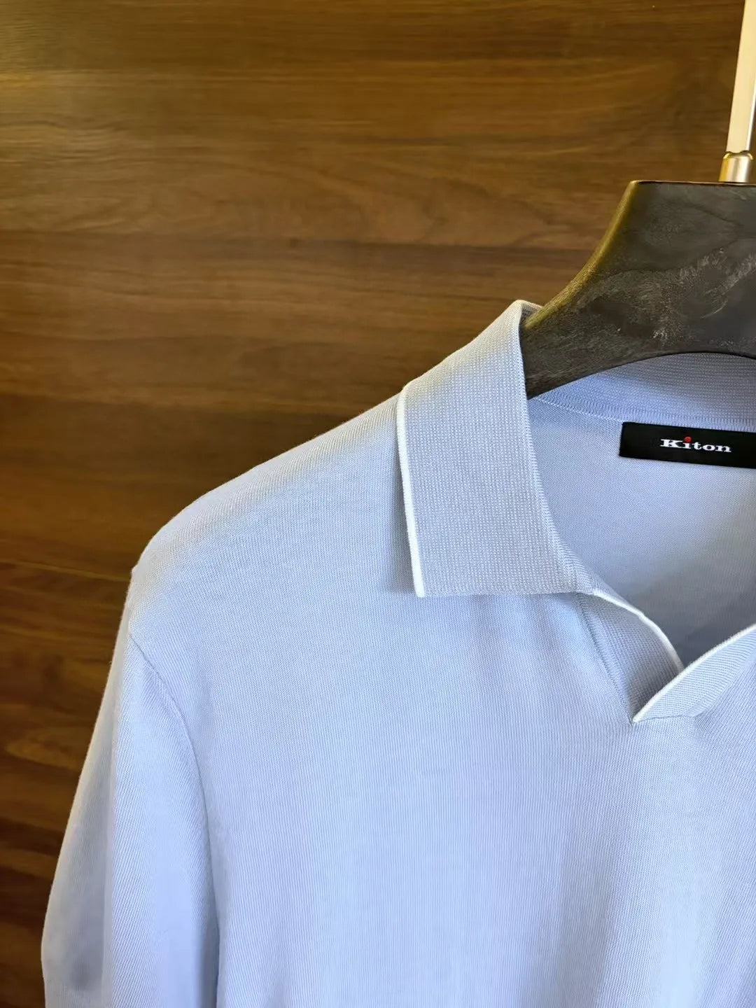 Italian kiton light luxury summer silk blended cotton spinning knitted Haiou collar short-sleeved polo shirt