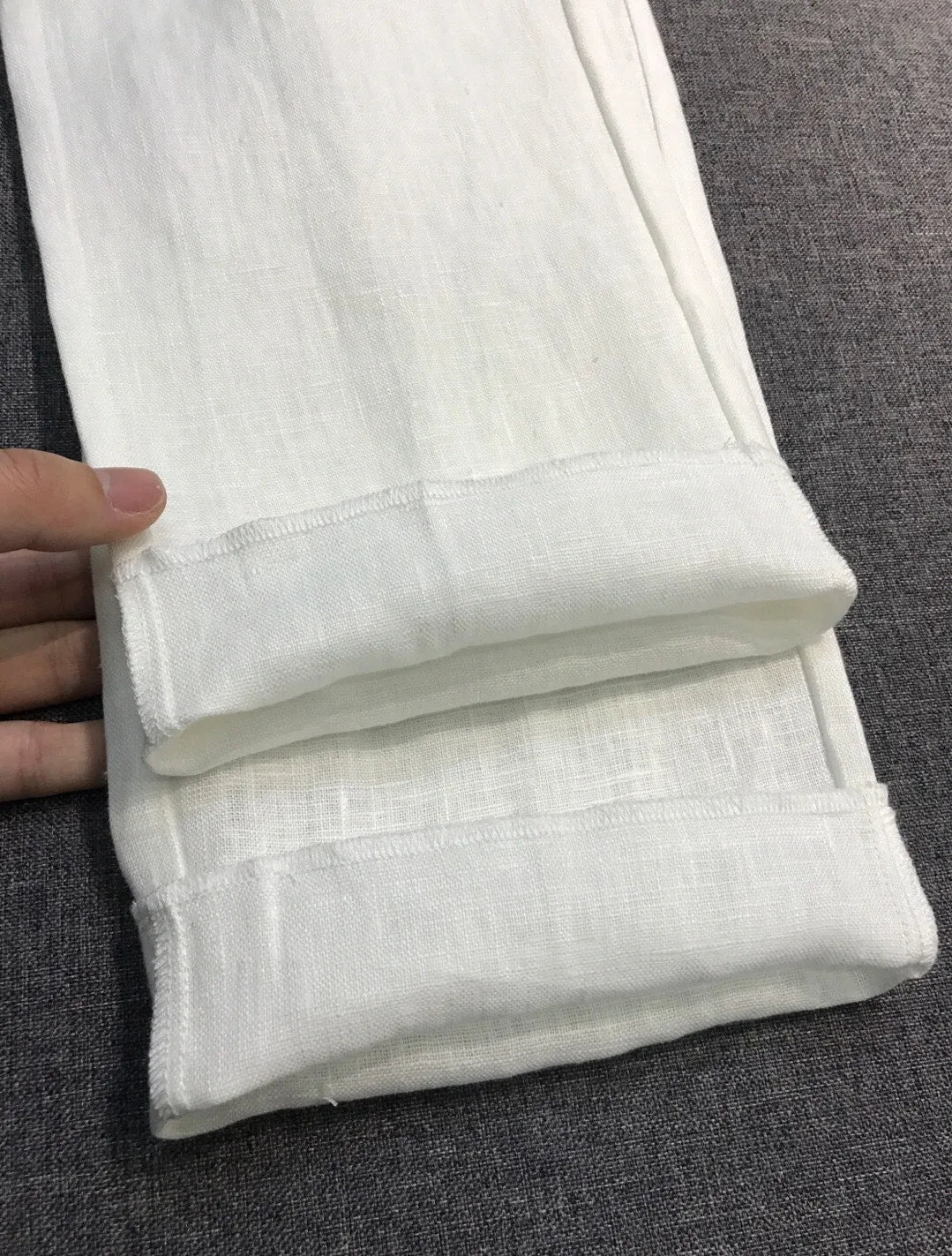 LP old money style light luxury summer pure linen elastic waist tied rope small straight leg casual pants