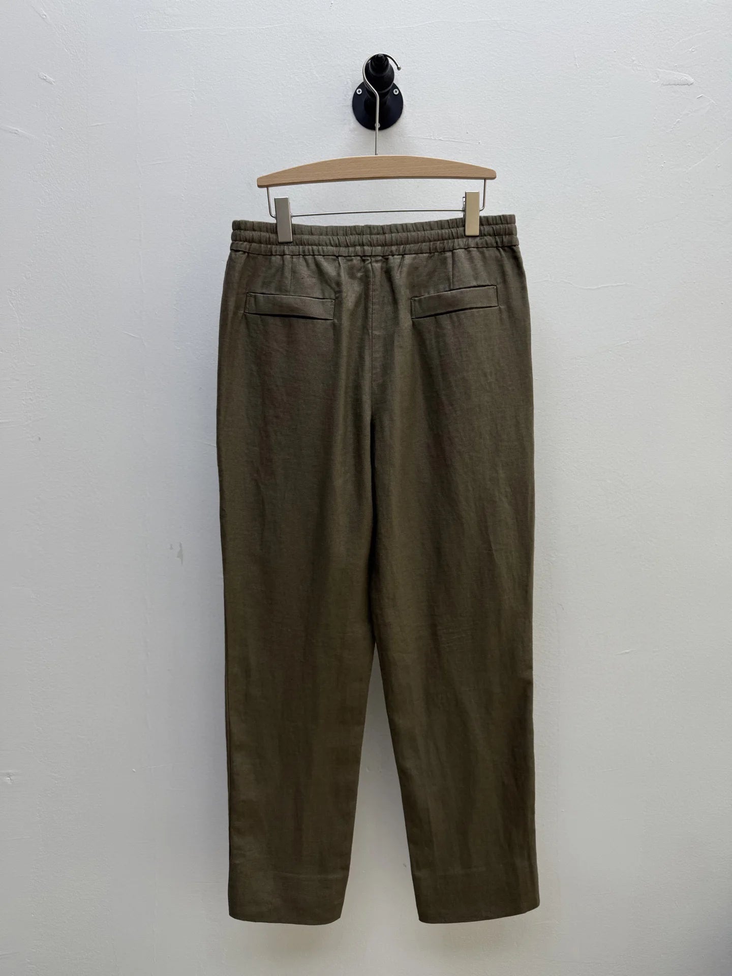 High quality, old money style 100% linen, elastic waist fashion loose straight linen casual trousers