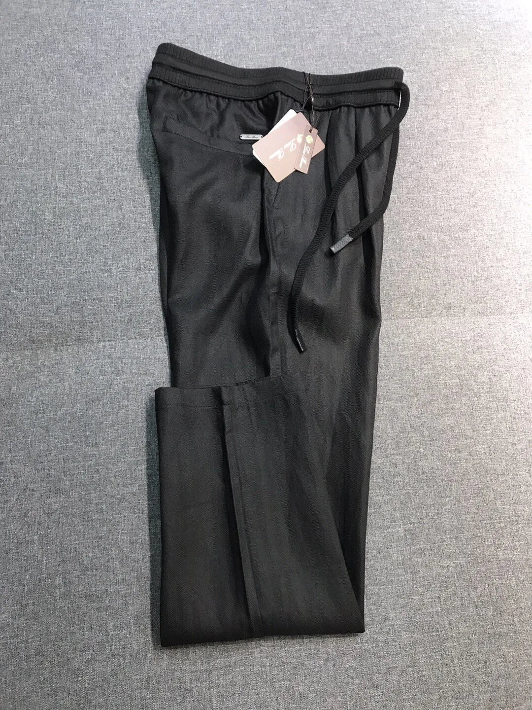 Italian LP European and American light luxury men's clothing linen Tencel elastic waist tether straight casual pants
