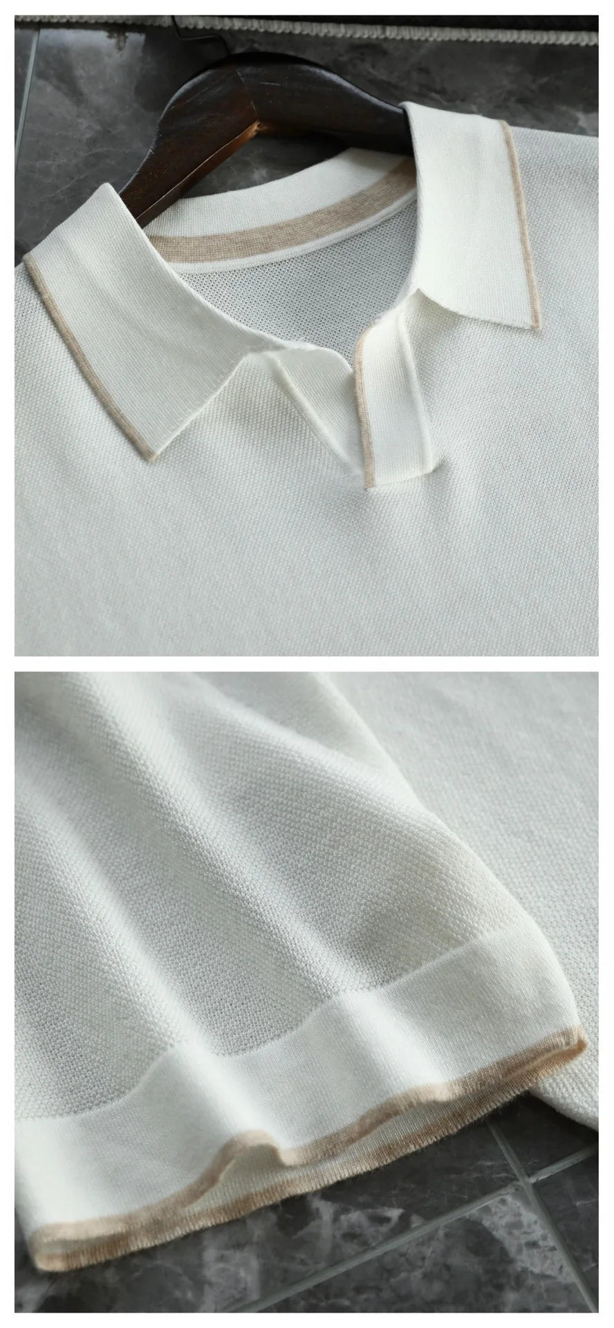 High-luxury business commuting, Lyocell + mulberry silk, simple elastic knitted casual lapel short-sleeved polo shirt
