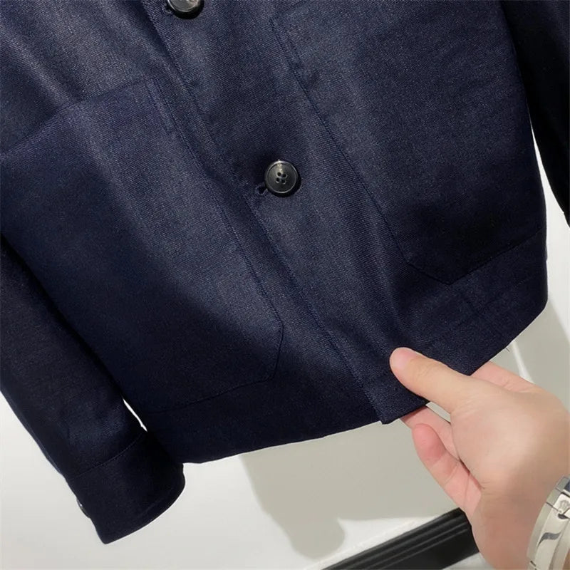 High luxury heavy series, light and breathable texture, temperament gentleman business casual linen loose jacket