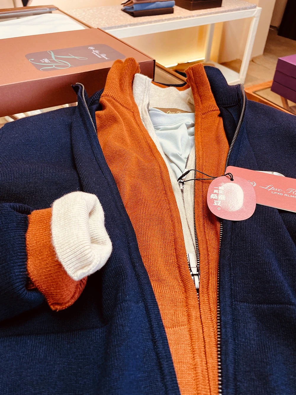 Autumn and winter new LP men's premium stand-up neck zipper knitted cardigan jacket wool Tencel blended sweater