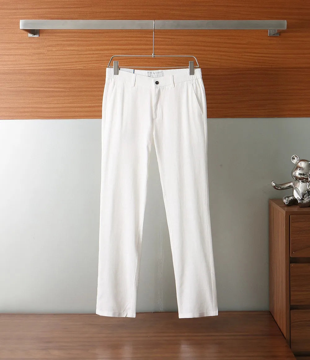 Italian BC vintage style minimalist 25 summer small straight fit business casual linen trousers