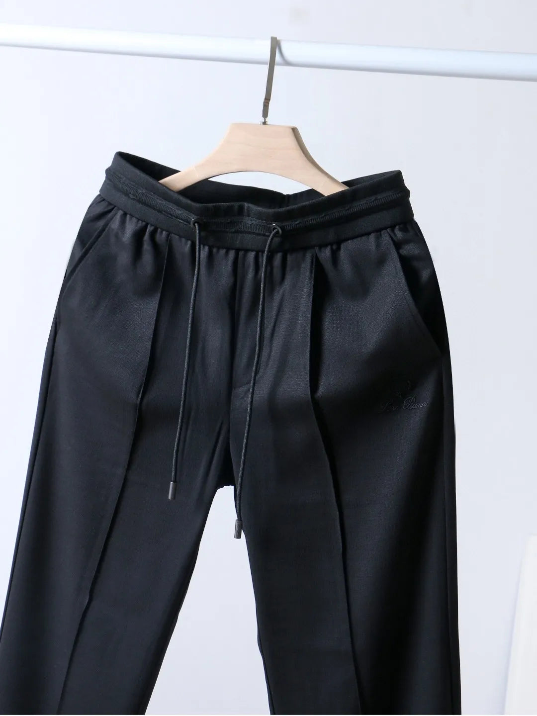 Italian LP European and American light luxury men's clothing, linen Tencel vertical elastic waist tether straight casual pants