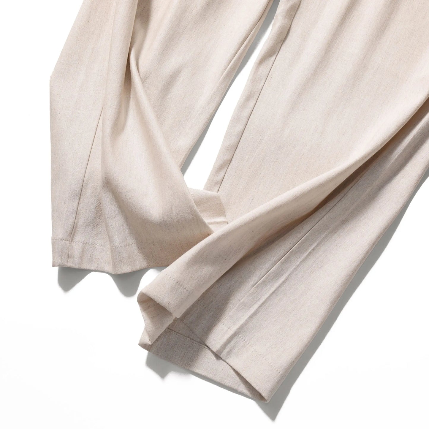 2025 summer new men's high-end old money style linen short-sleeved shirt set lazy style two-piece set