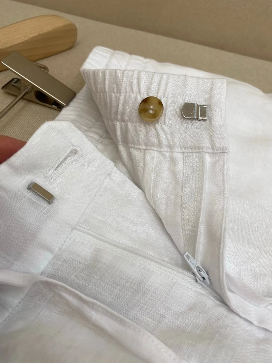 Italian old money style European and American luxury high version 25 summer linen elastic waist straight wide-leg casual pants