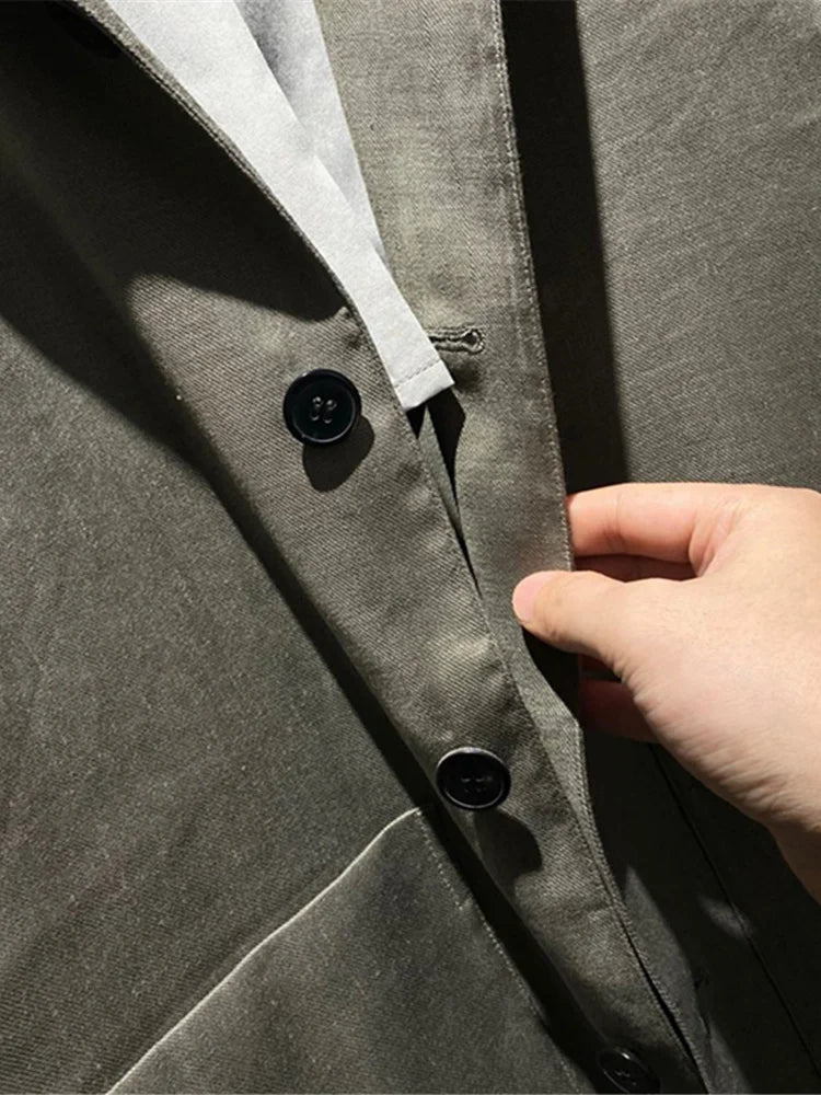 Classic old money style, high-end skin-friendly texture, breathable lapel linen tooling jacket
