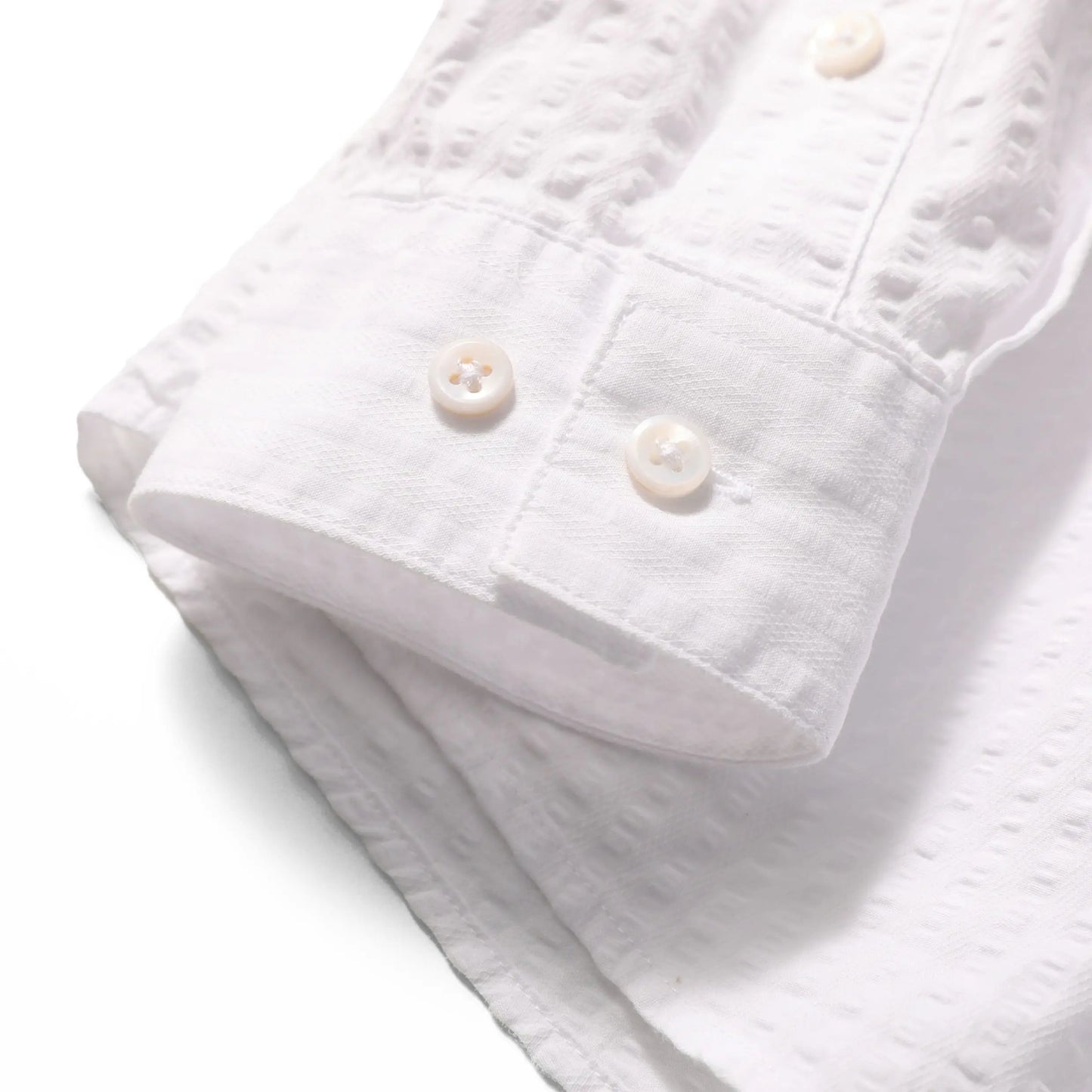 2025 spring and summer new men's high-end white light luxury temperament seersucker cotton long-sleeved shirt 1035