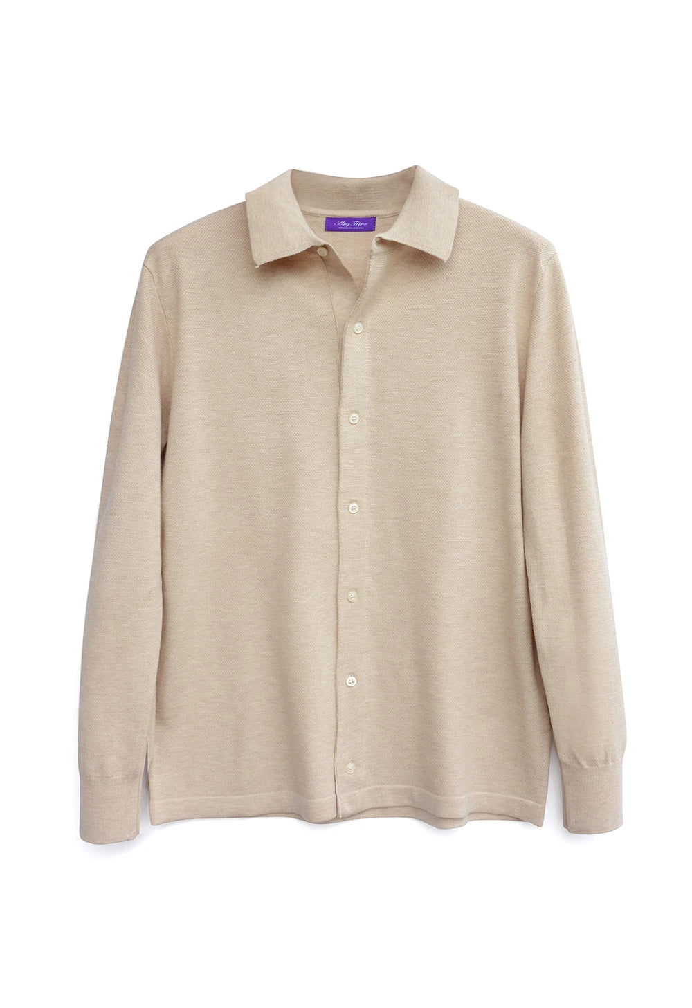 Autumn and winter business high-end mulberry silk long-sleeved shirt men's wool knitted cardigan sweater