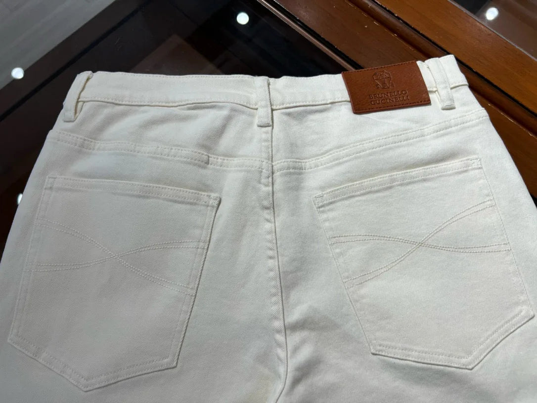 Fashion light luxury Italian BC men's spring and summer new business casual fashion small straight jeans
