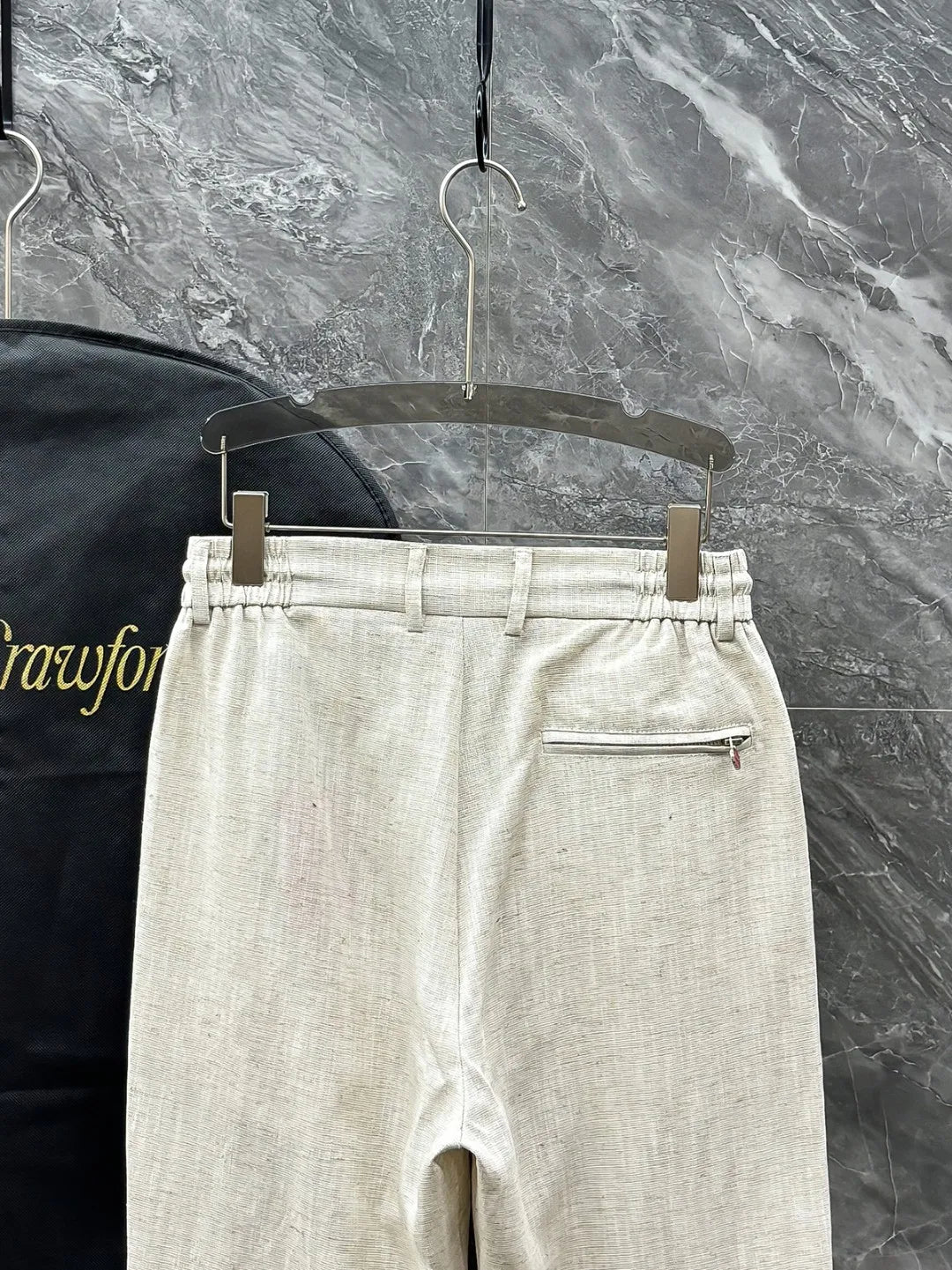 Kiton summer simple and versatile elastic waistband tied rope straight tube linen casual pants