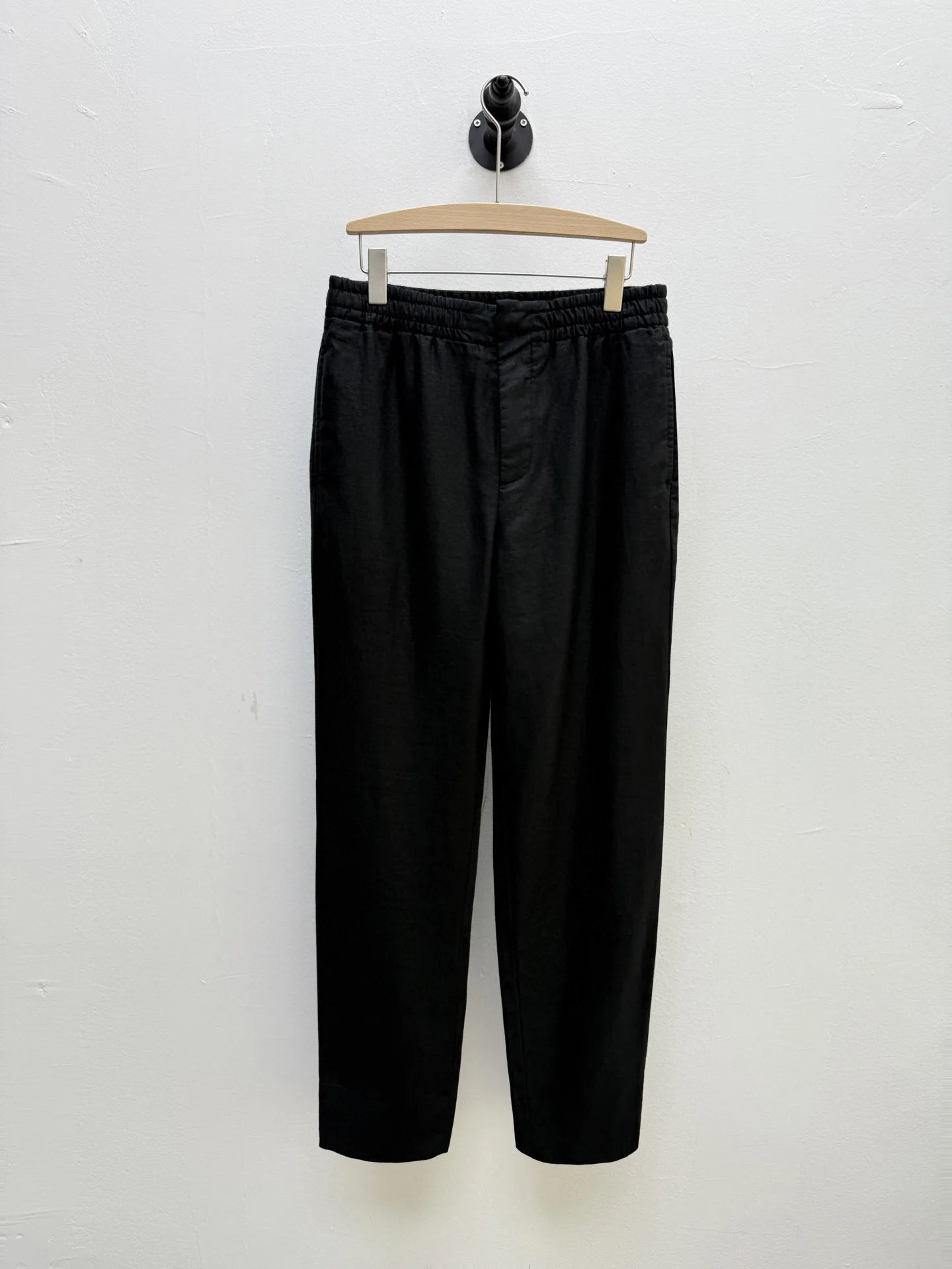 High quality, old money style 100% linen, elastic waist fashion loose straight linen casual trousers