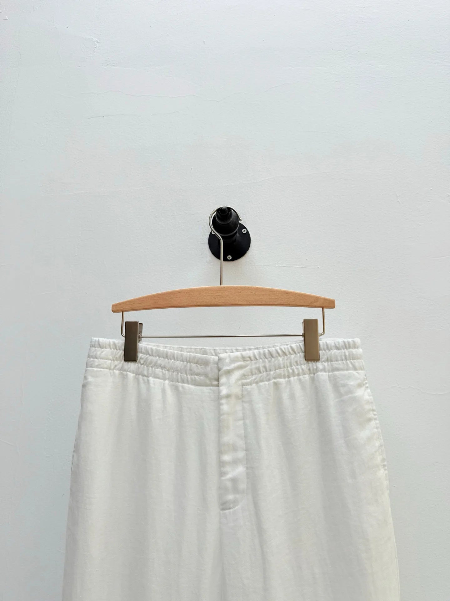 High quality, old money style 100% linen, elastic waist fashion loose straight linen casual trousers