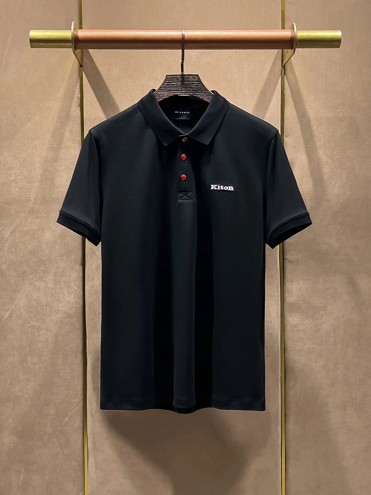 Summer kiton Chiton embroidered men's lapel short-sleeved solid color simple fashion versatile casual POLO shirt
