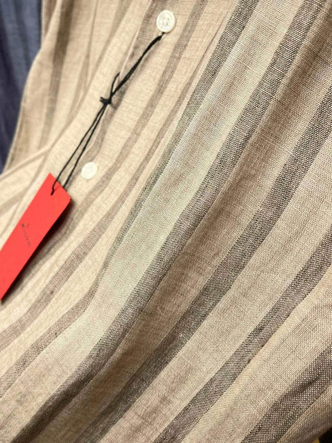 Kiton spring and summer new 100% linen striped simple casual men's long-sleeved shirt